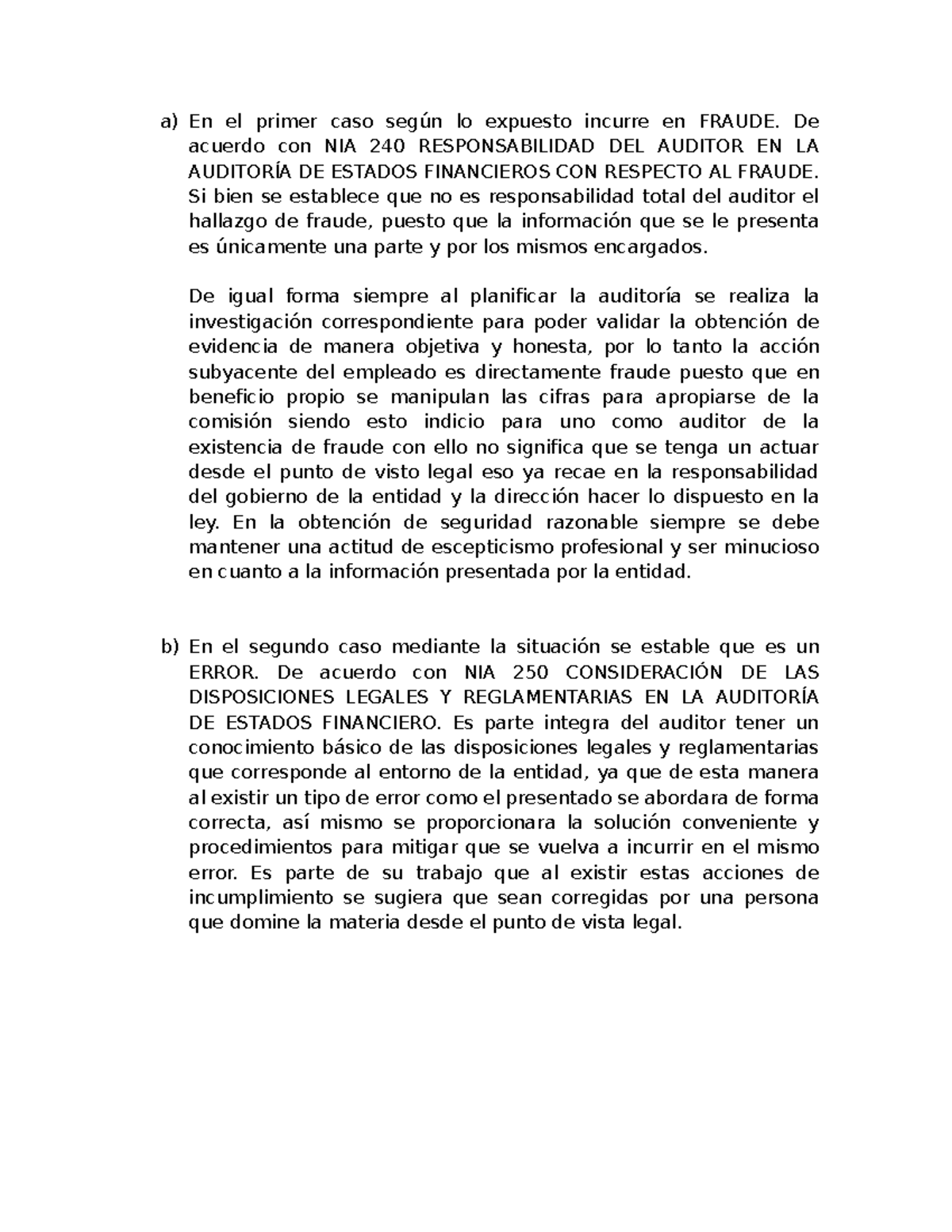 Análisis de Fraude y Error en Auditoría - CASO NO.1 - 202211285 - Studocu
