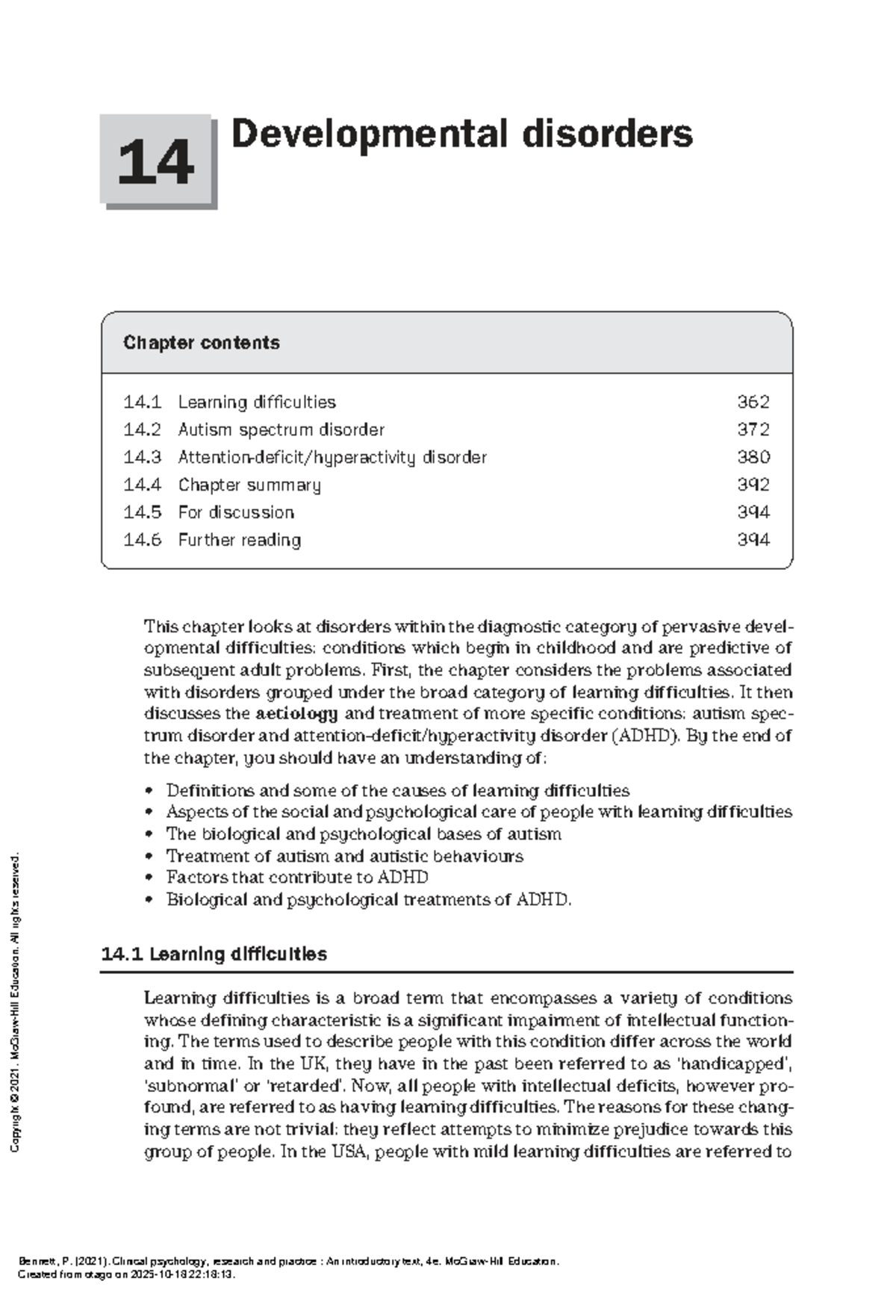 14 Developmental Disorders: Learning Difficulties, Autism, and ADHD ...