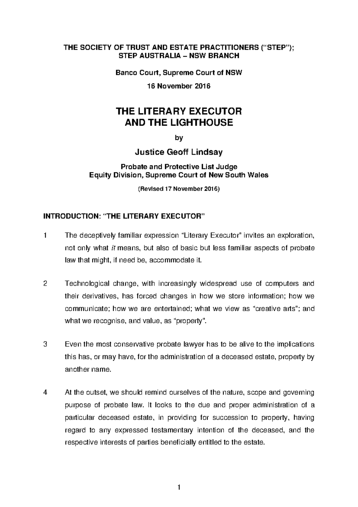 Lindsay 2016 1116 (02) - The Literary Executor and Probate Law ...