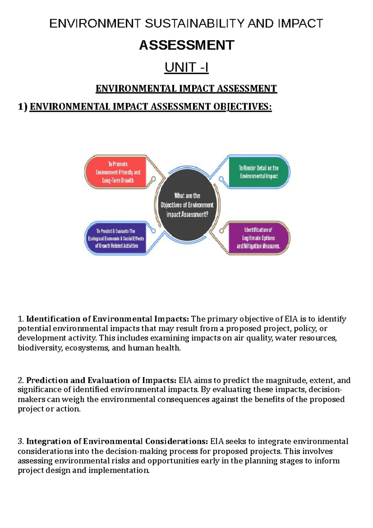 EVS 3rd Year Lecture Notes on Environmental Impact Assessment - Studocu