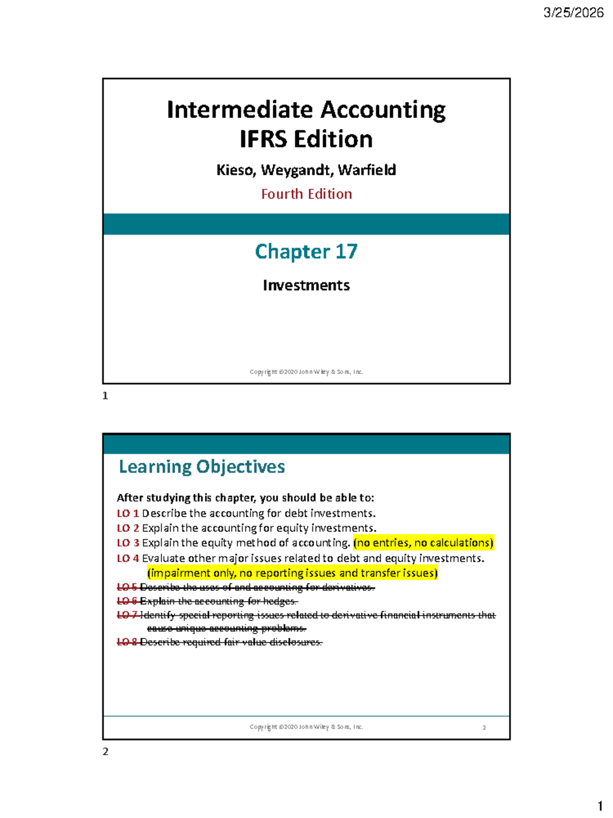 Intermediate Accounting IFRS Edition: Chapter 17 - Investments - Studocu