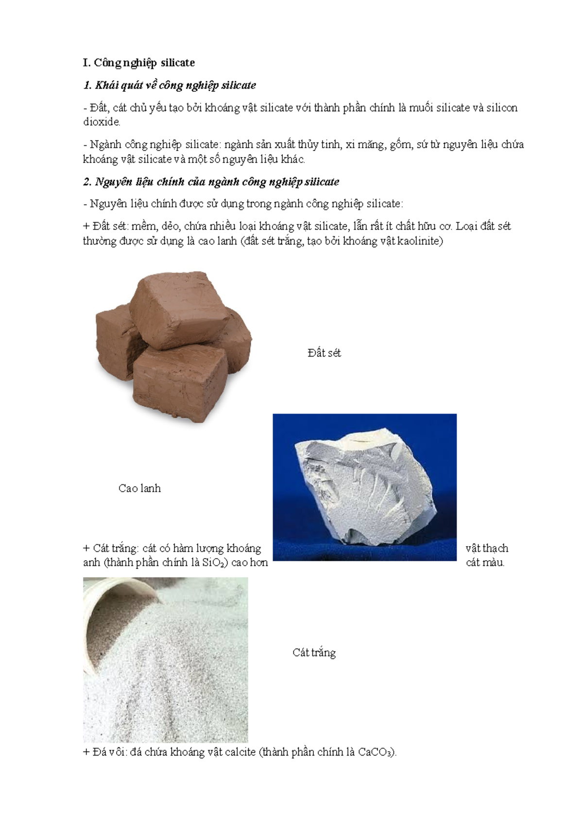 Công nghiệp silicat Thủy tinh Xi măng - I. Công nghiệp silicate Khái ...