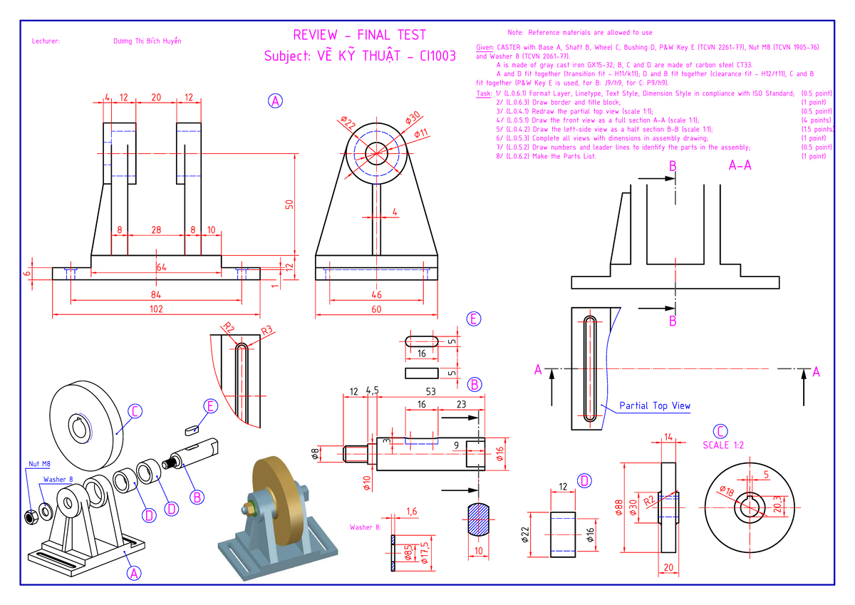 CI1003 Final Test: Caster Design and Drawing Instructions - Studocu
