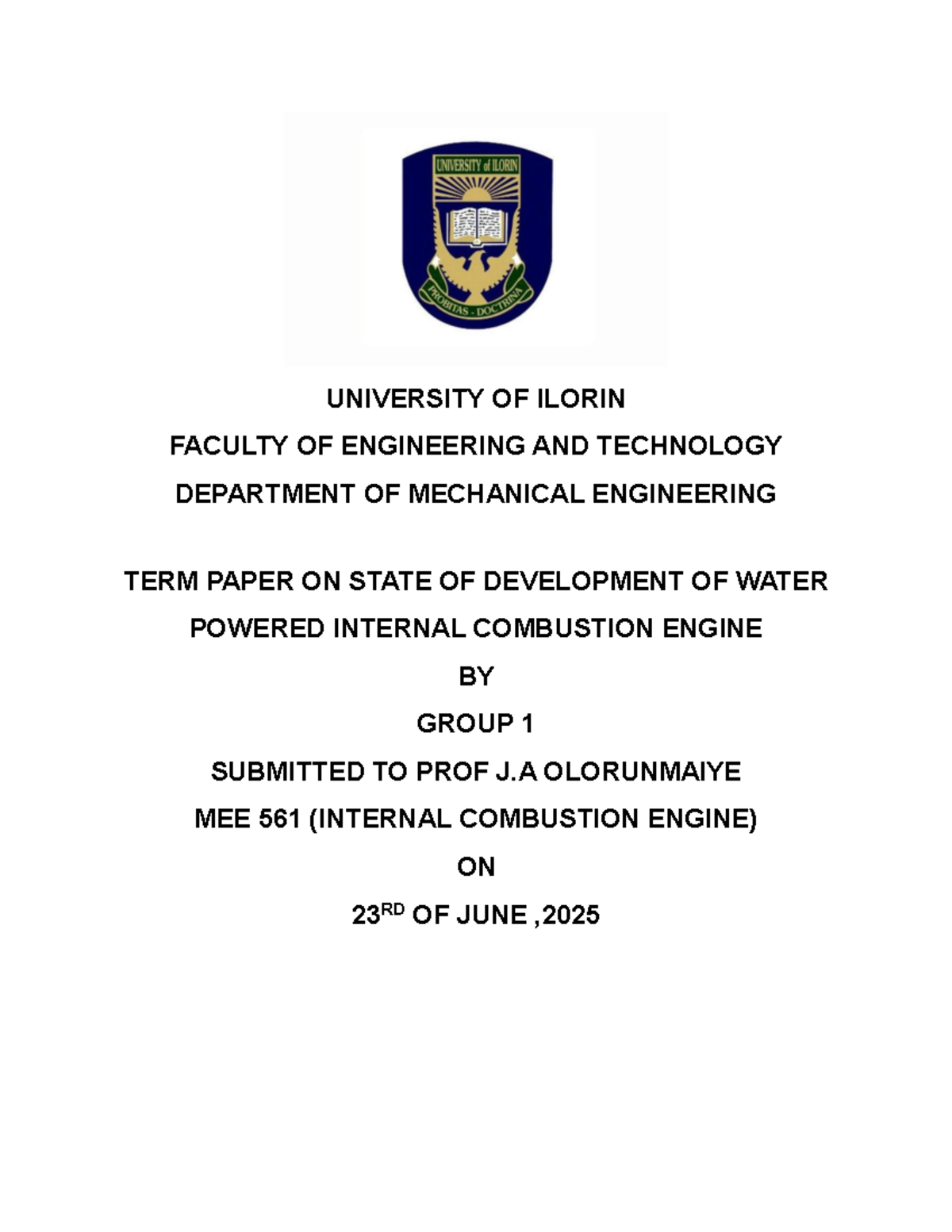 MEE 561 Term Paper: Development of Water-Powered IC Engines - Studocu
