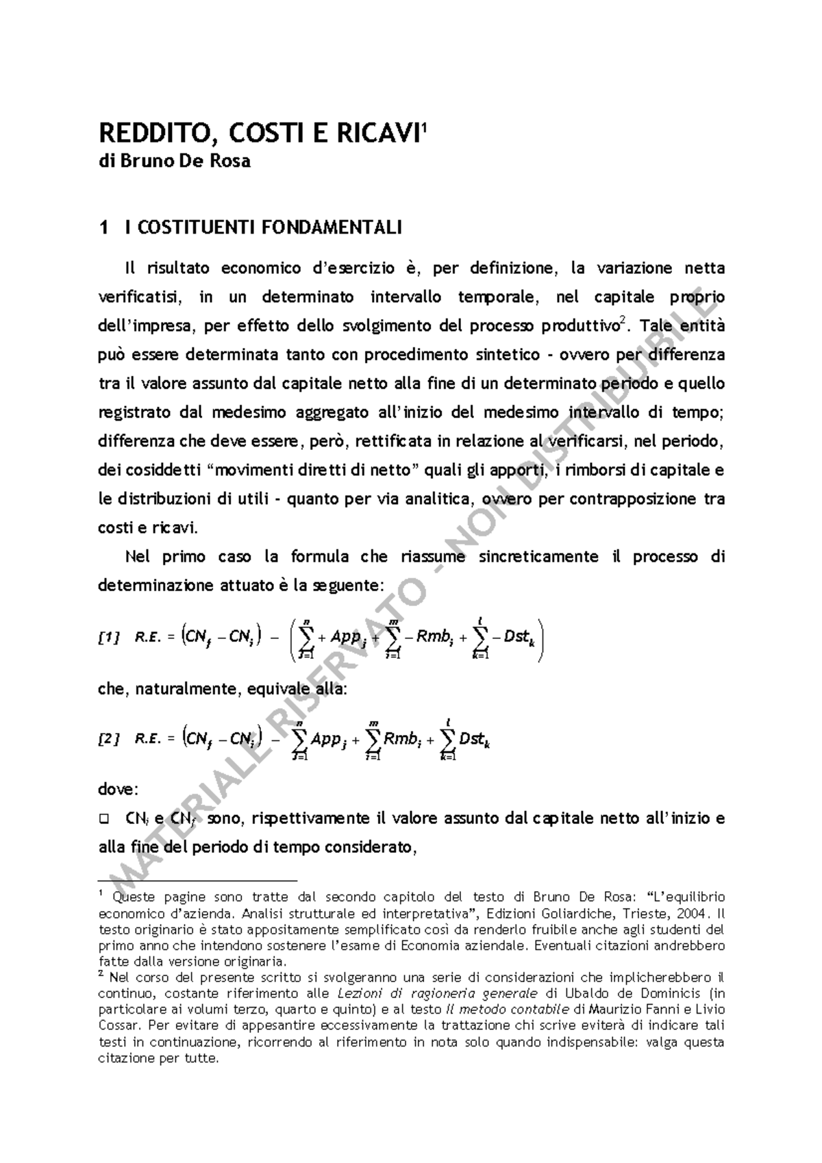 COSTI E RICAVI: ANALISI ECONOMICA E STRUTTURALE - ECONOMIA AZIENDALE ...