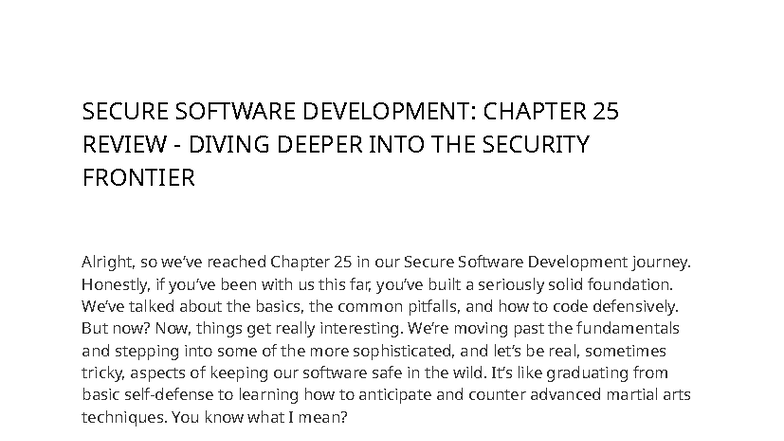 Secure Coding Chapter 25 Review - SECURE SOFTWARE DEVELOPMENT: CHAPTER ...