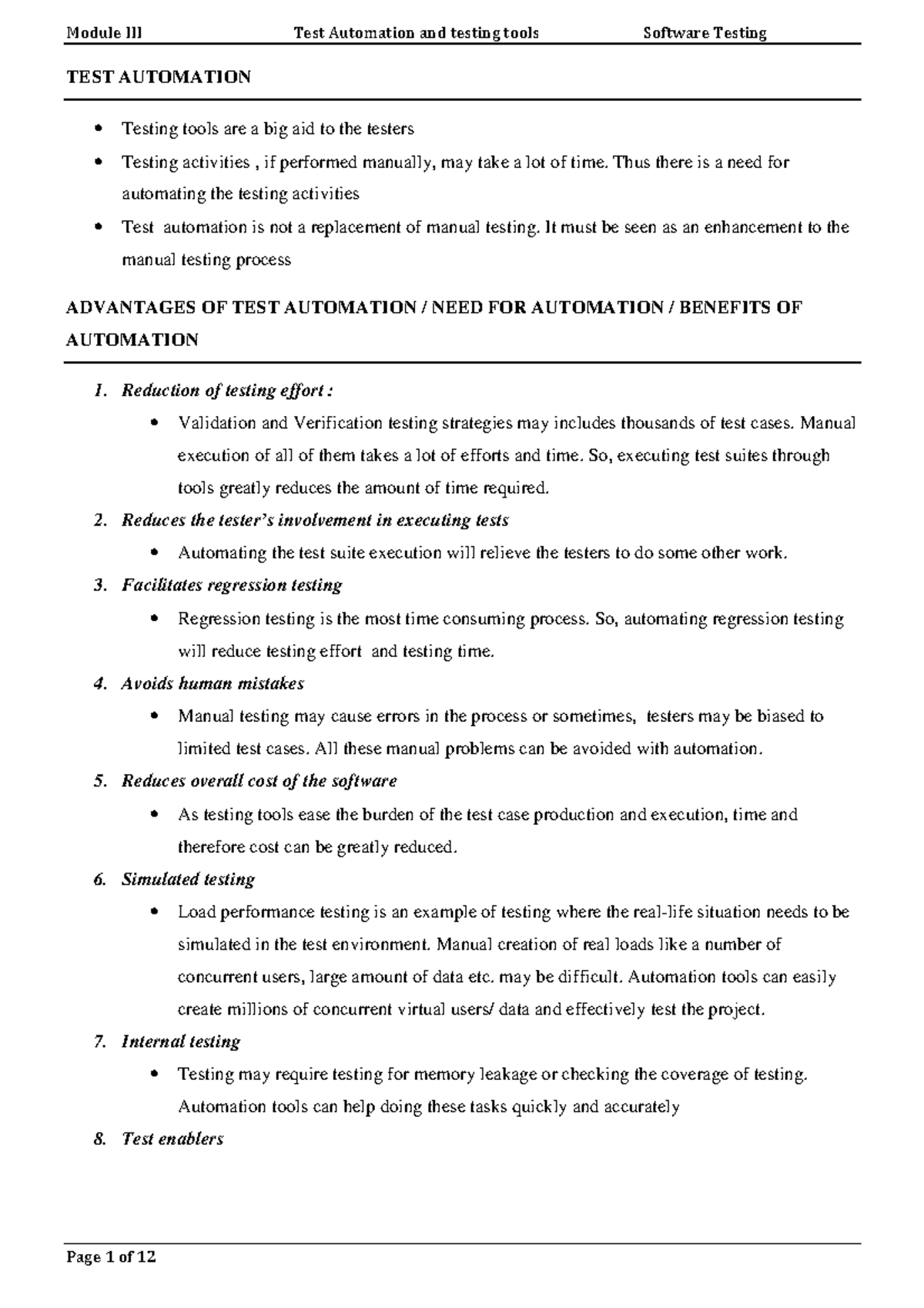 Module III - Final Exam Notes on Test Automation Techniques - Studocu