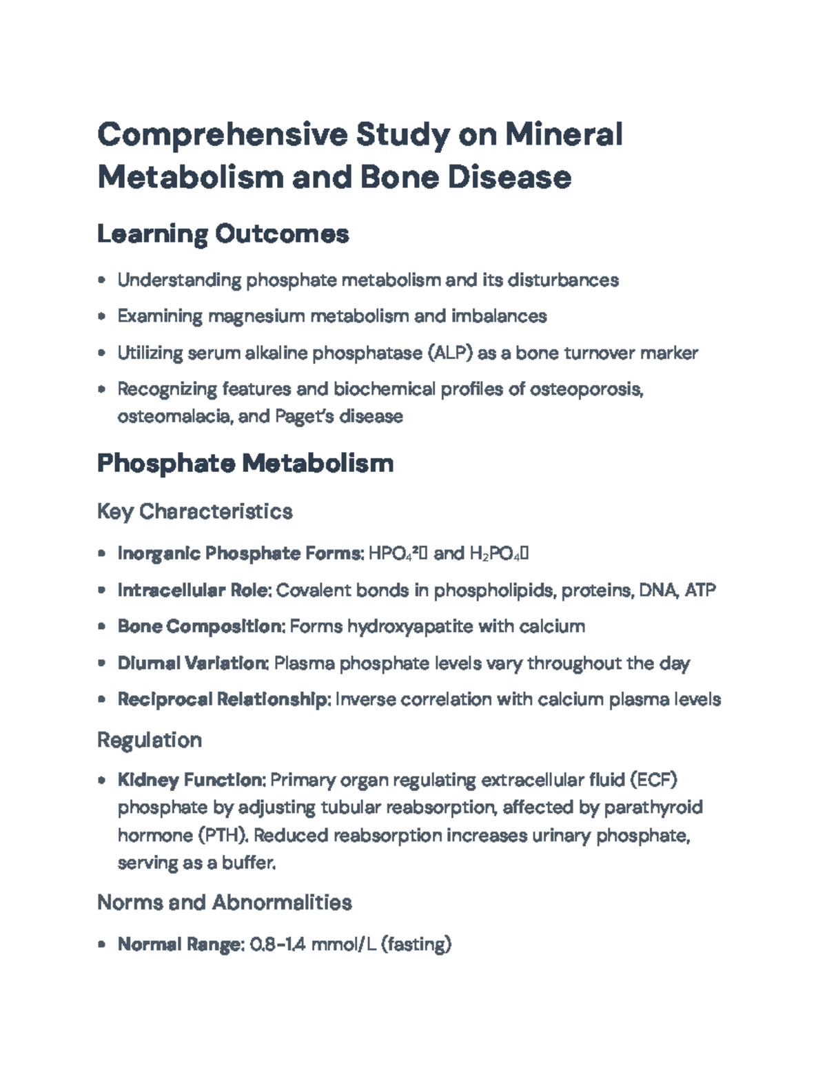 Comprehensive Overview of Mineral Metabolism & Bone Disease in CLB301 ...