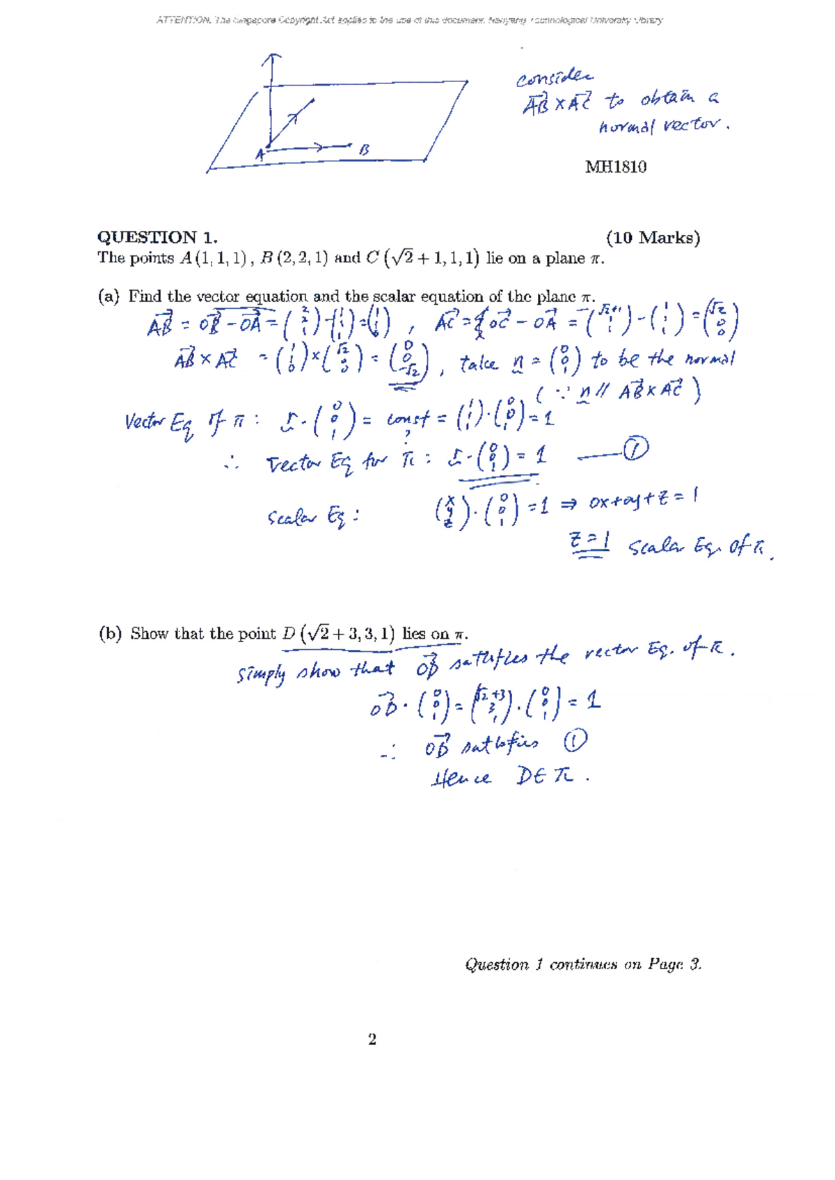 MH1810 2018-2019 Solutions for Vector and Function Analysis - Studocu