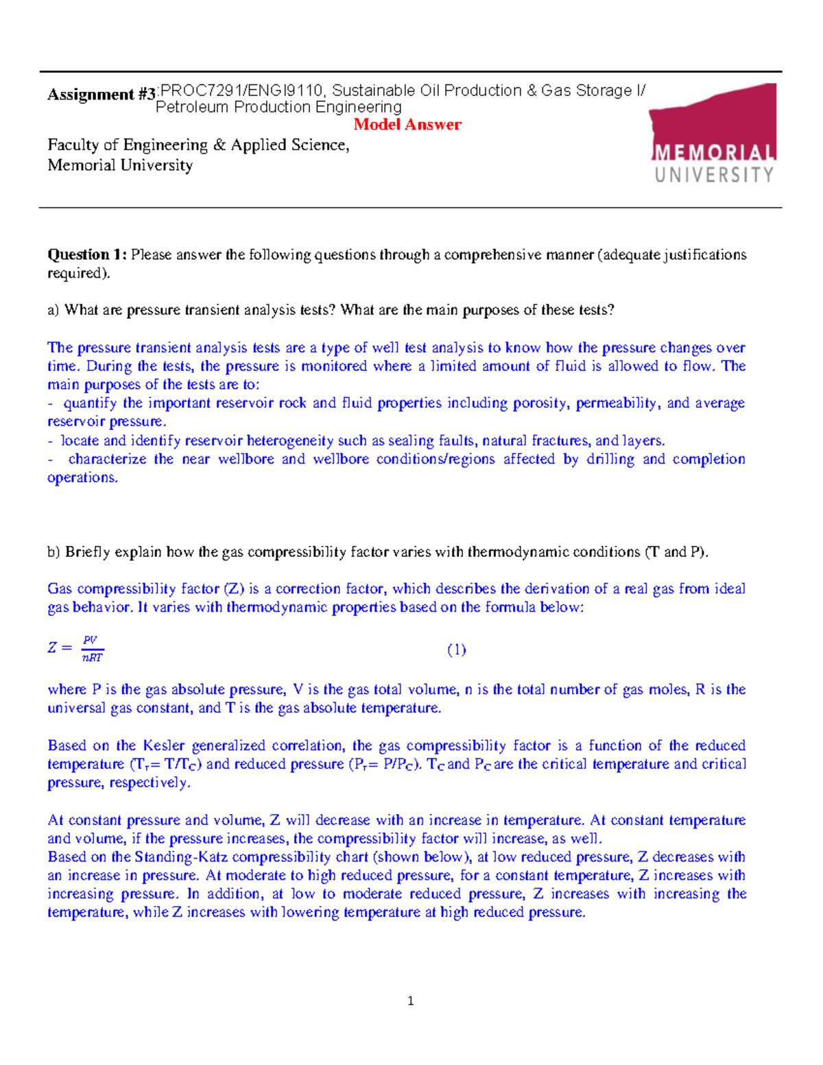 ENGI 8691 Assignment 3 Solutions on Petroleum Production Engineering ...