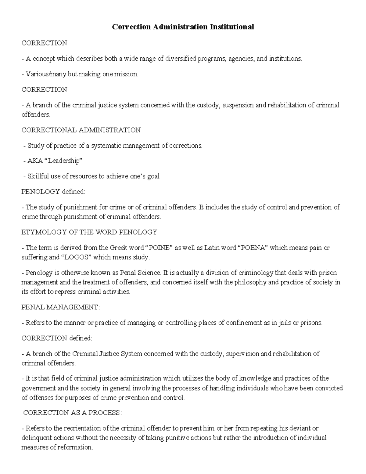 Correction Administration Institutional Notes (CRJ 101) - Studocu
