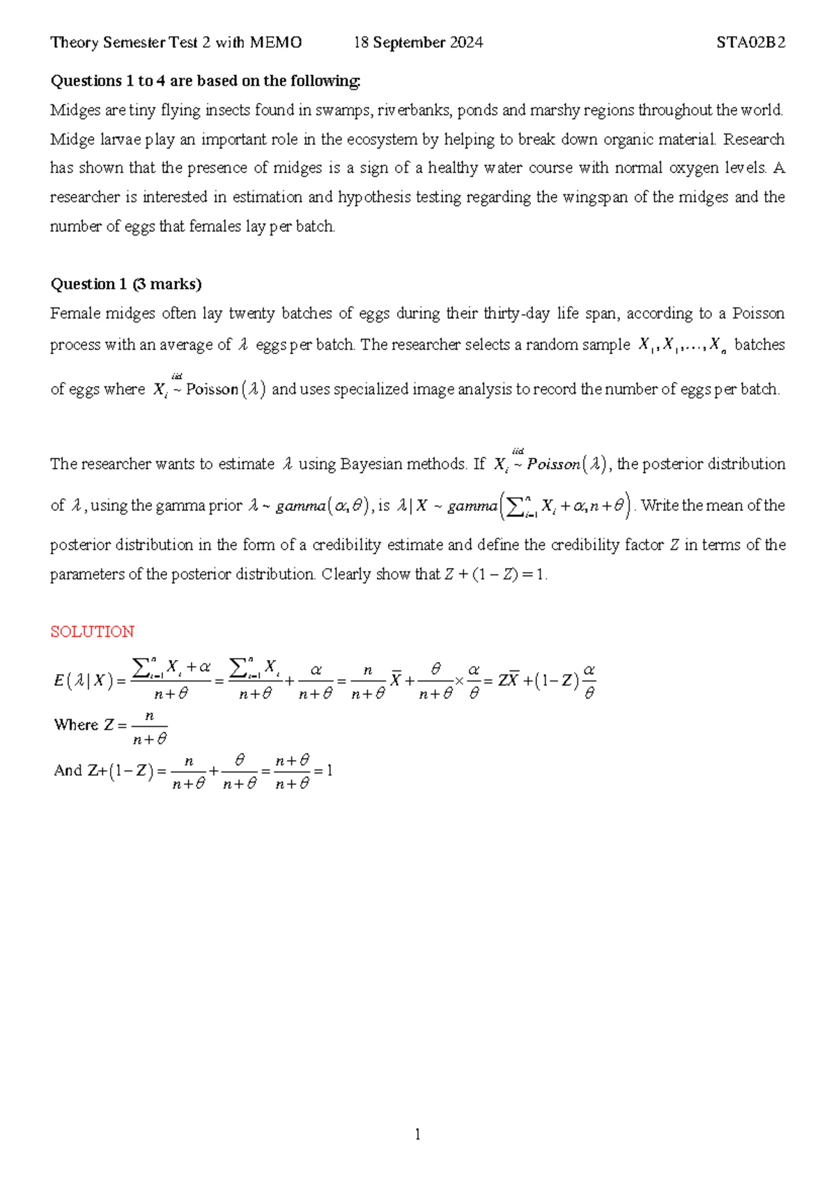 STA02B2 Practical Semester Test 2 MEMO September 2024 Analysis and ...