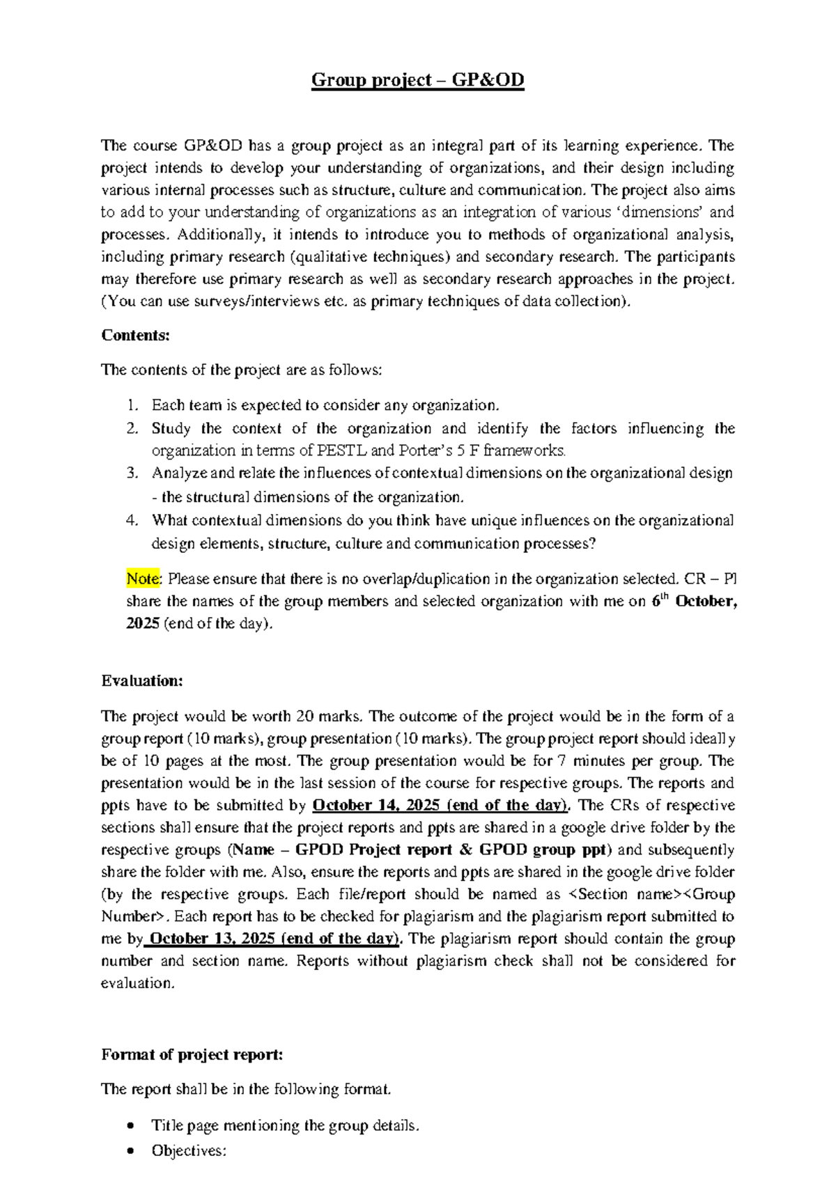 Group Project Guidelines - GPOD Section L - Studocu