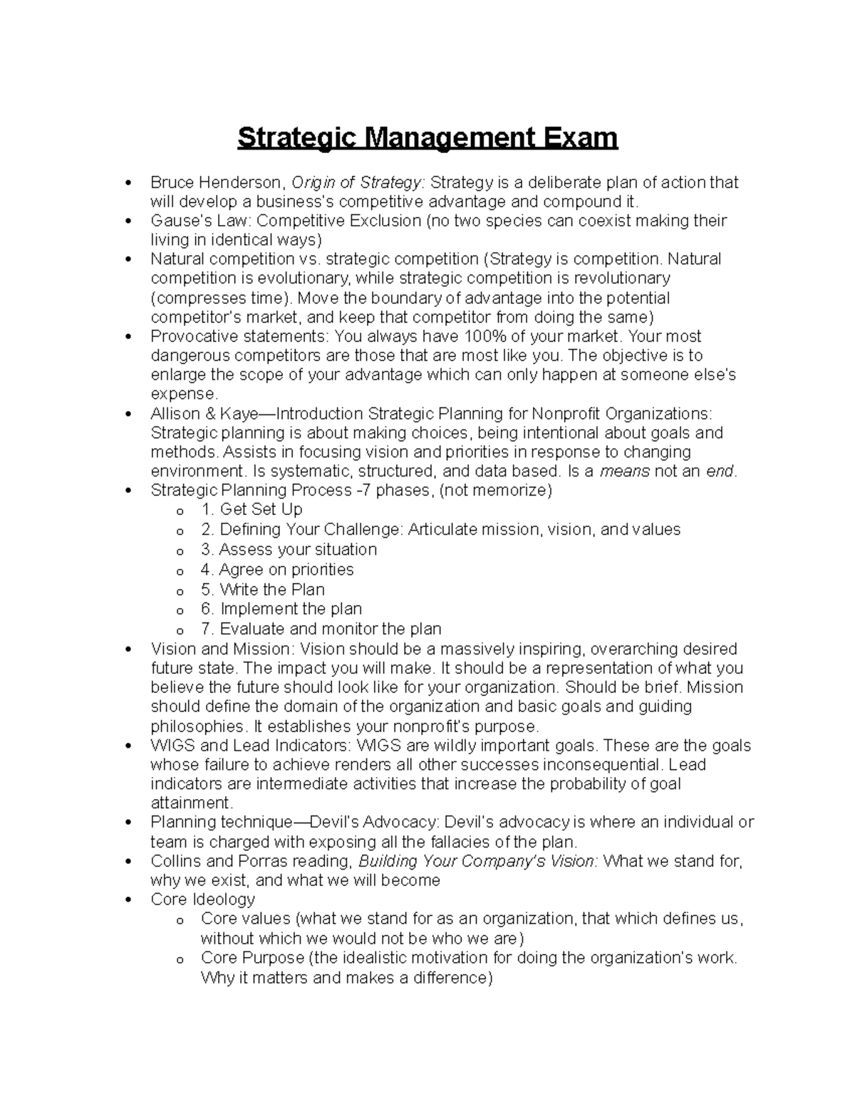 Strategic Management Final Exam Study Guide (SM 101) - Studocu