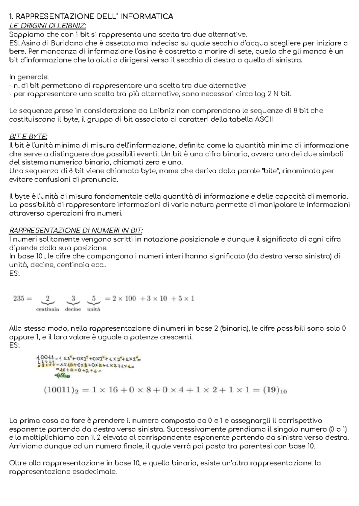 Informatica 101: Rappresentazione Informatica e Origini di Leibniz ...