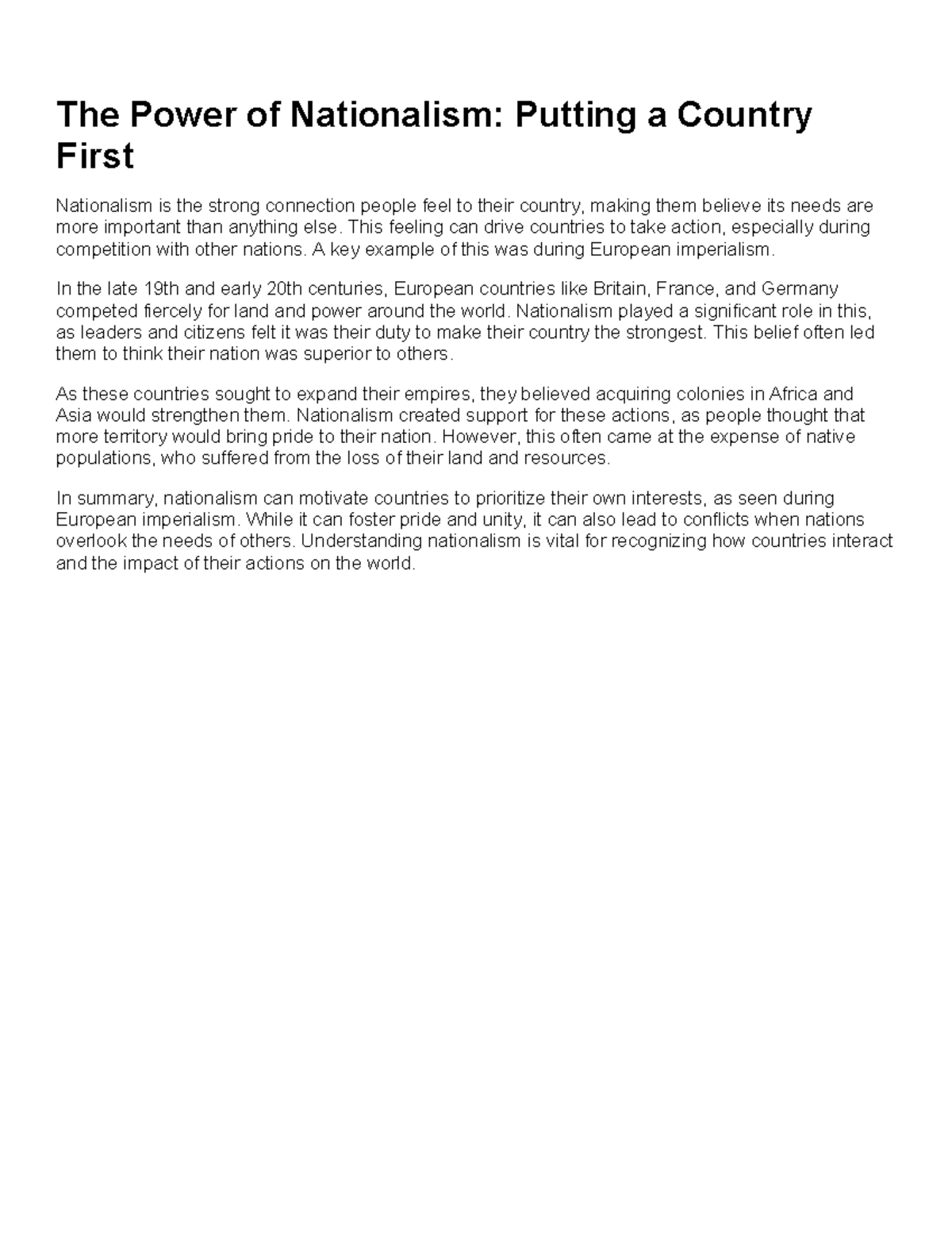 5.1 Nationalism - Motives for Imperialism - The Power of Nationalism ...