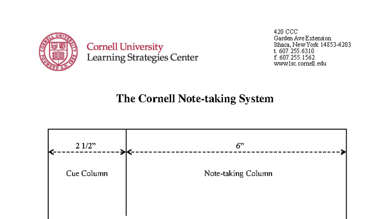 Cornell Note-Taking System Guide for Effective Study Techniques - Studocu
