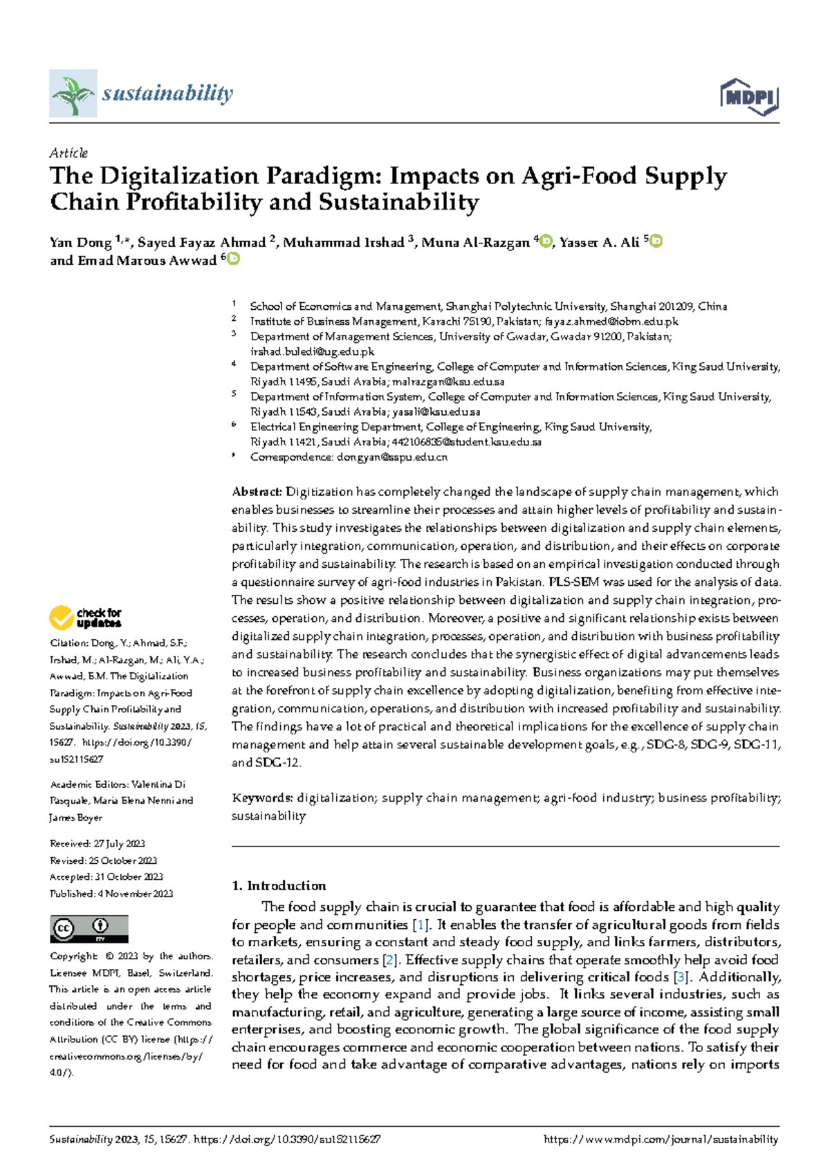 The Digitalization Paradigm: Effects on Agri-Food Supply Chain ...