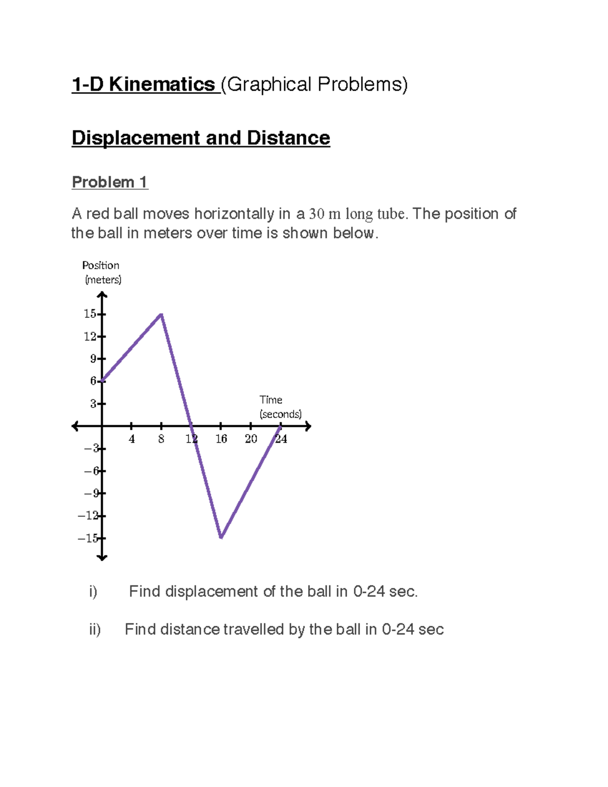 1031 1-D Kinematics Graphical Problem Practice Exercises - Studocu