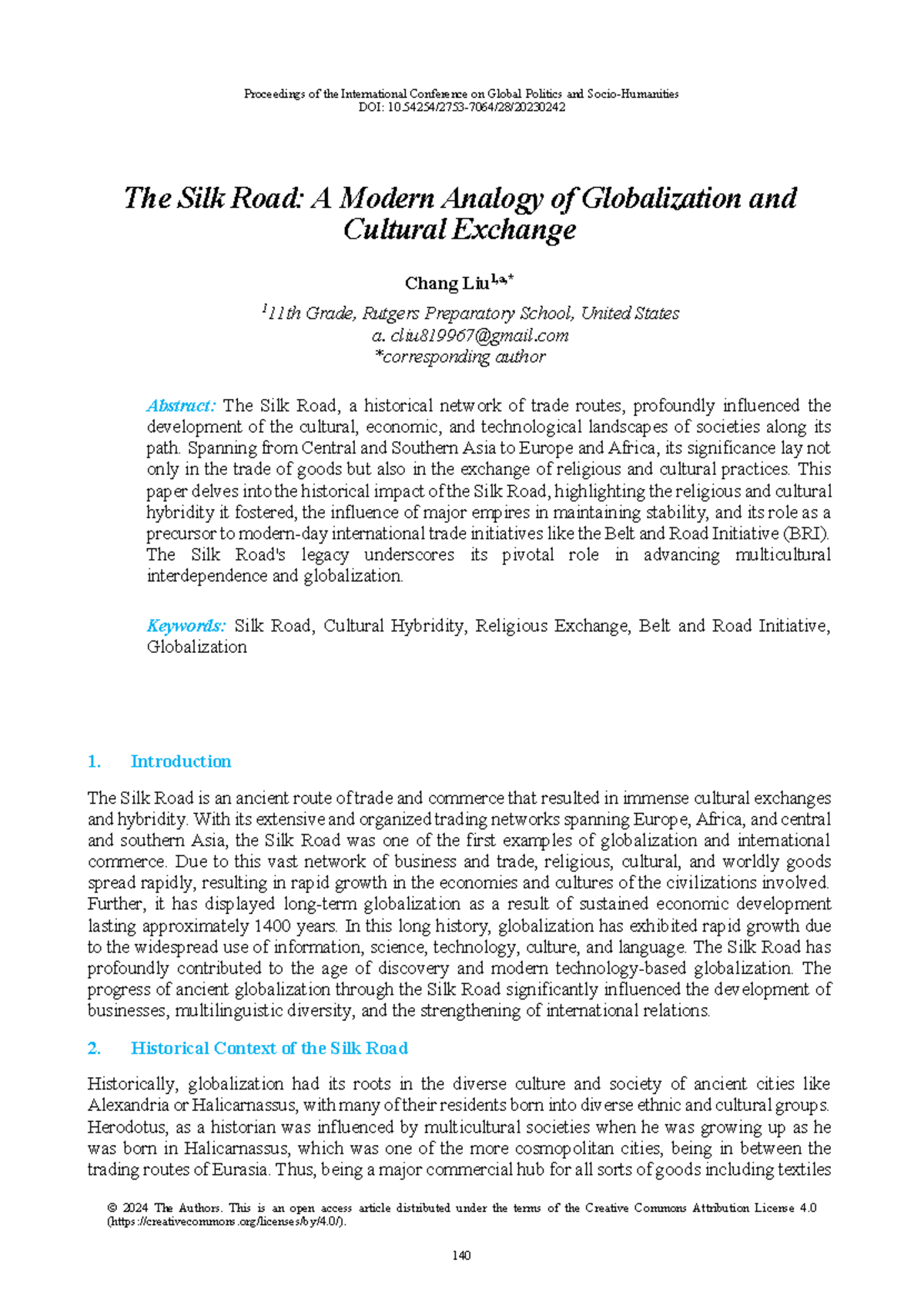 The Silk Road: A Modern Analogy of Globalization and Cultural Exchange ...