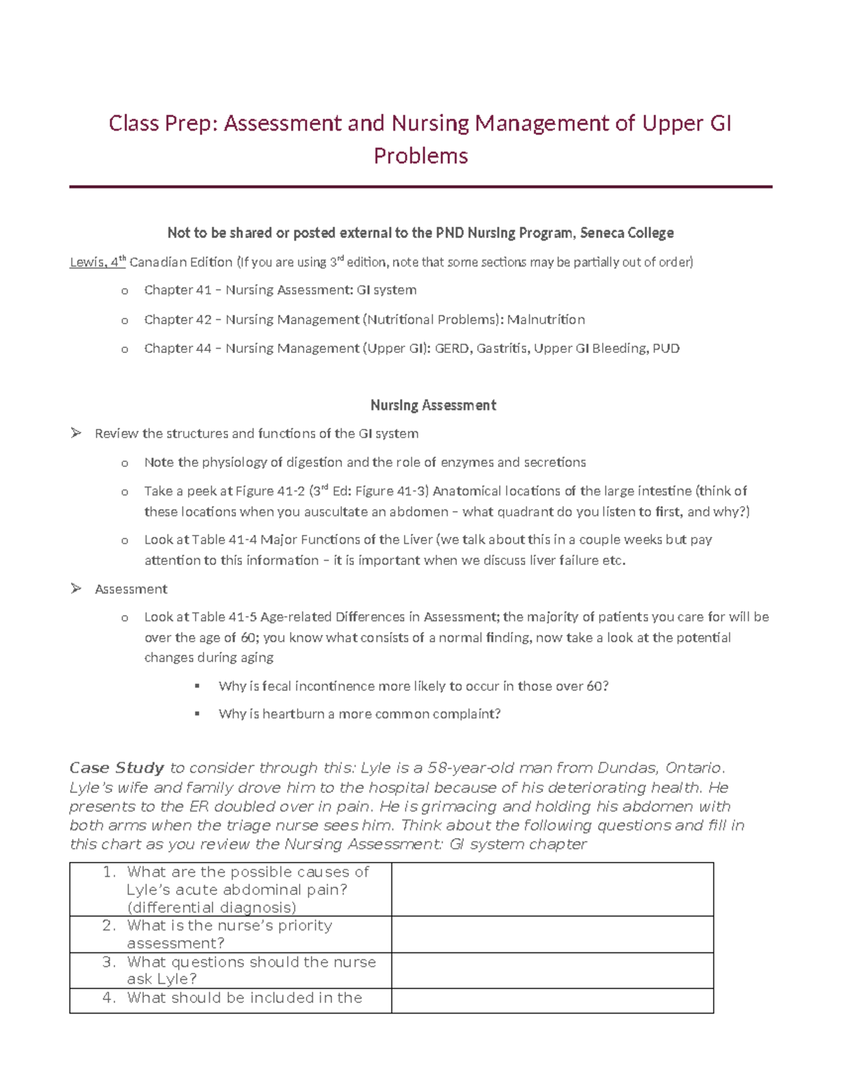GI A Prep: Nursing Assessment & Management of Upper GI Issues - Studocu