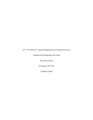ACC 550 Module 7 Budgeting Process Courtney Rogers - ACC 550 Module 7 ...
