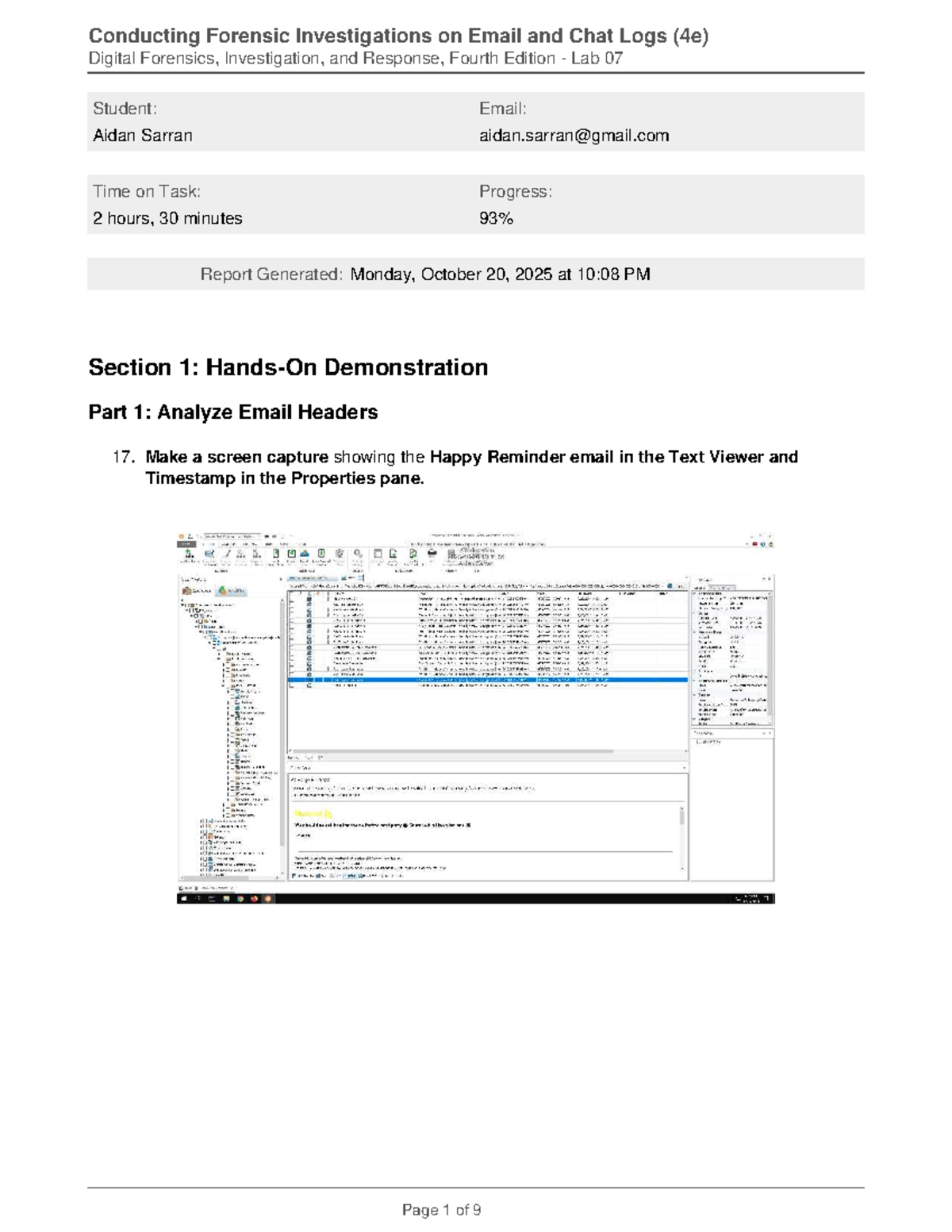 Lab 07: Forensic Investigations on Email & Chat Logs (4e) - Studocu