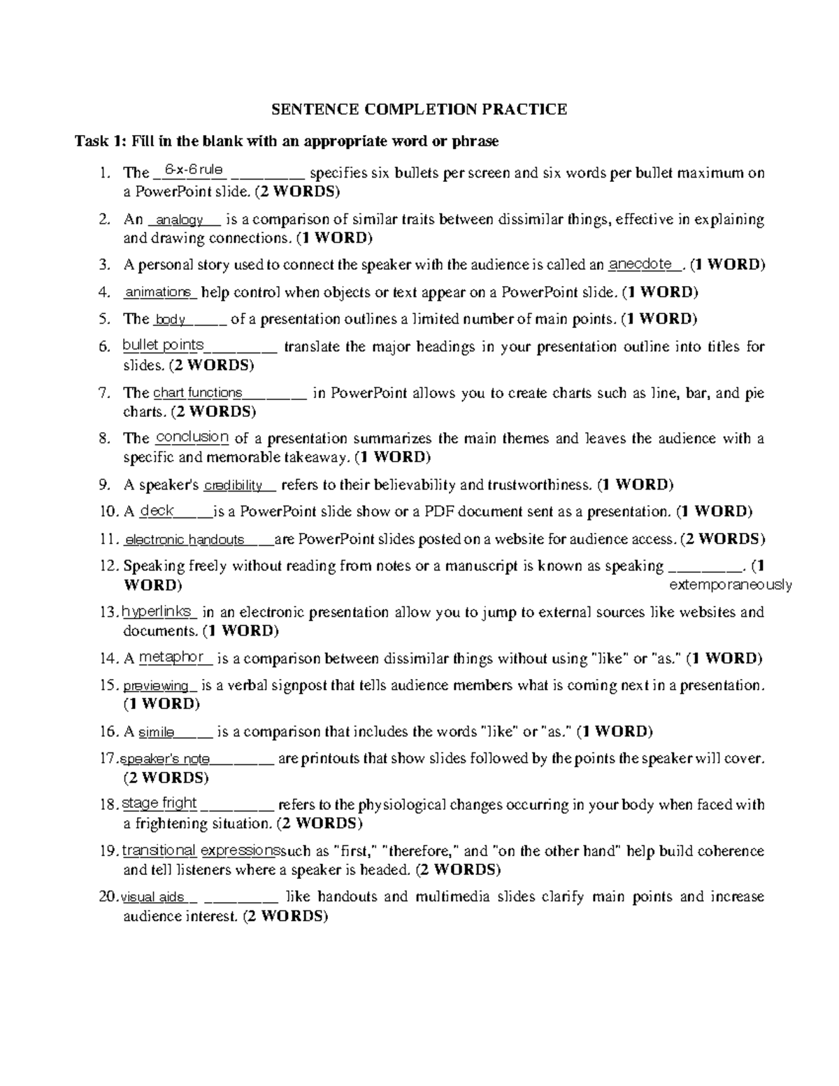 Practice on MCQ & Sentence Completion for Course 12 - Studocu