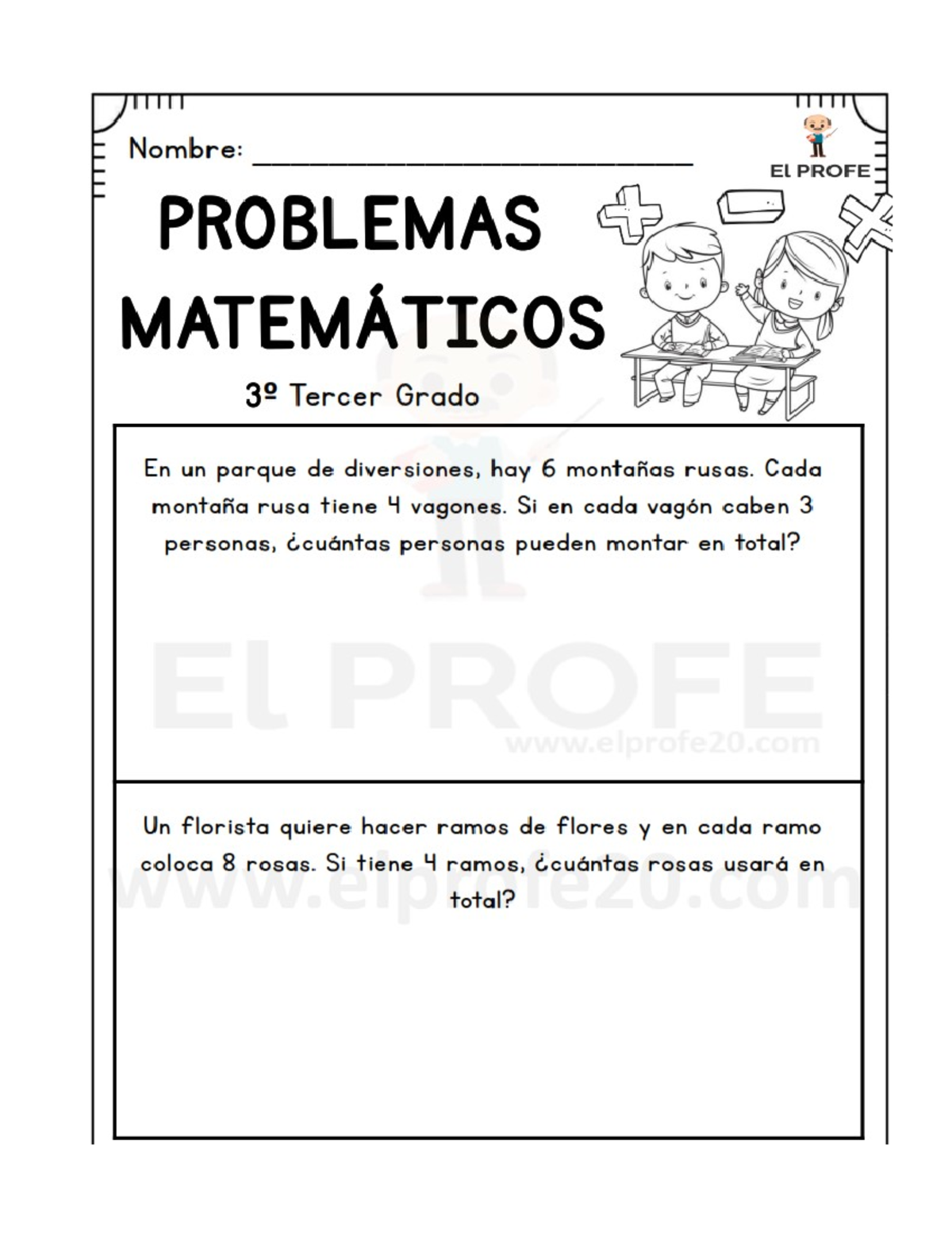 3° PROB. MAT - Problemas Matemáticos para Tercer Grado - Document Preview