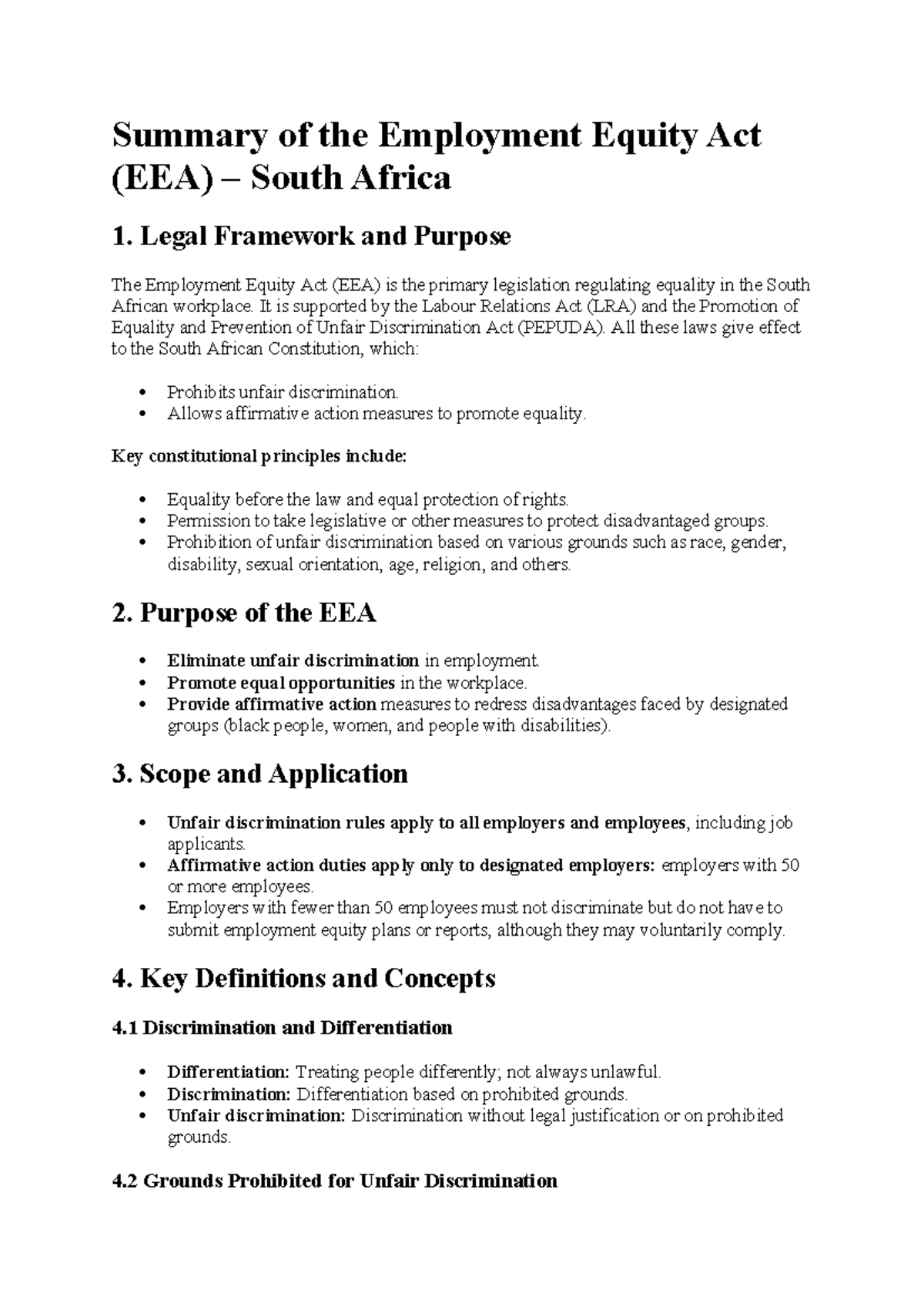 Summary of the Employment Equity Act - Chapter 5 (JHLV101) - Studocu