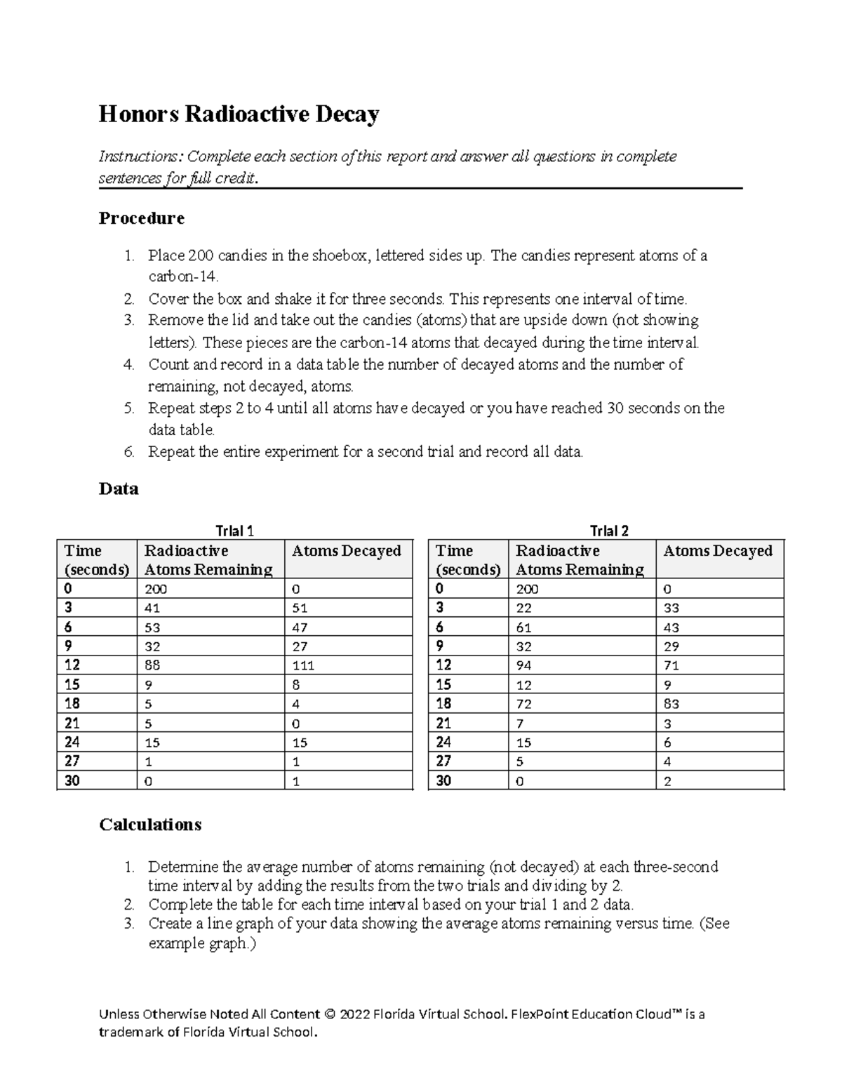 Honors Radioactive Decay Experiment Report Instructions - Studocu