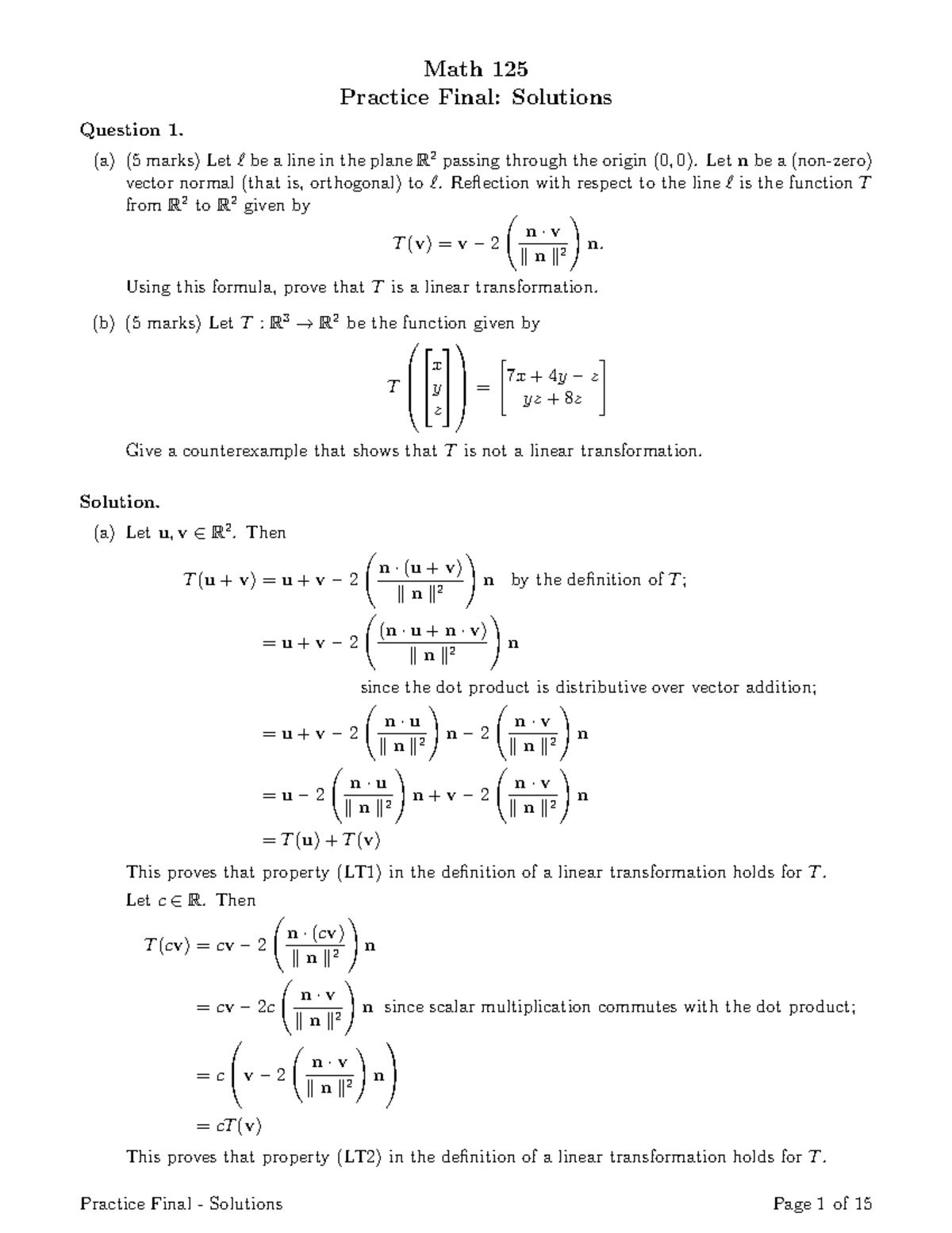 MATH125 Practice Final Exam: Comprehensive Solutions Guide - Studocu