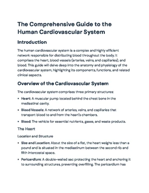 Cardiovascular System - Study Notes & Assignments - Studocu