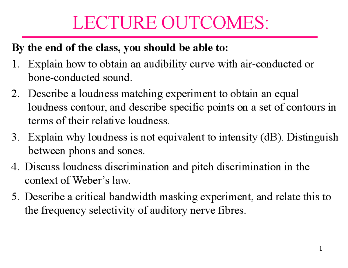 Psychoacoustics Lecture: Loudness & Pitch Perception - [Course Code ...