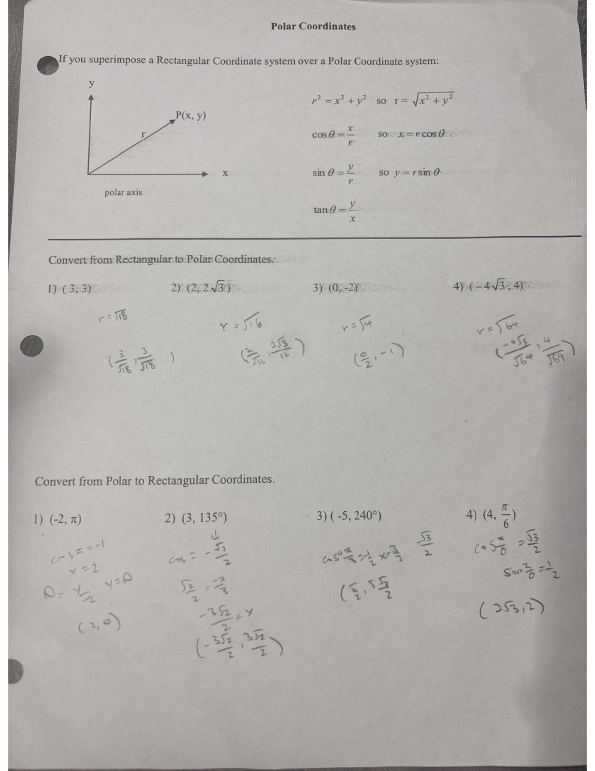 Multivariable Calculus: Polar Coordinates Notes - Studocu