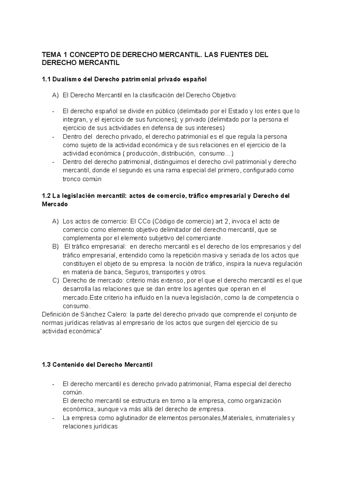 TEMA 1: CONCEPTO Y FUENTES DEL DERECHO MERCANTIL - Apuntes Mercantil I ...