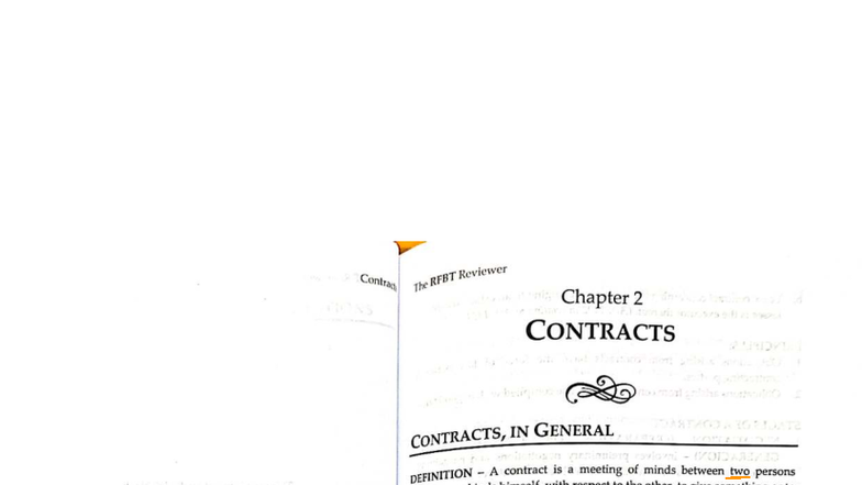 Contracts RFBT Reviewer: Chapter 2 Insights and Analysis - Studocu