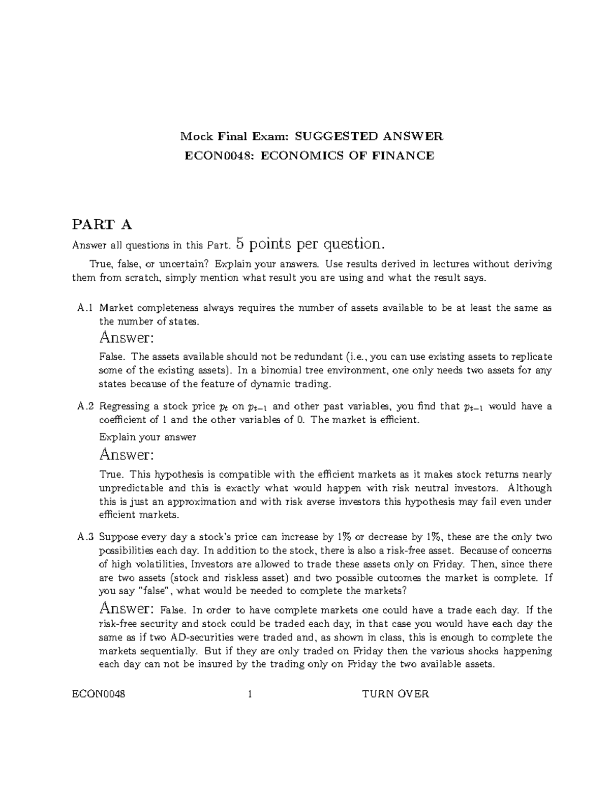 ECON0048 2026 Mock Final Exam Suggested Answers - Studocu