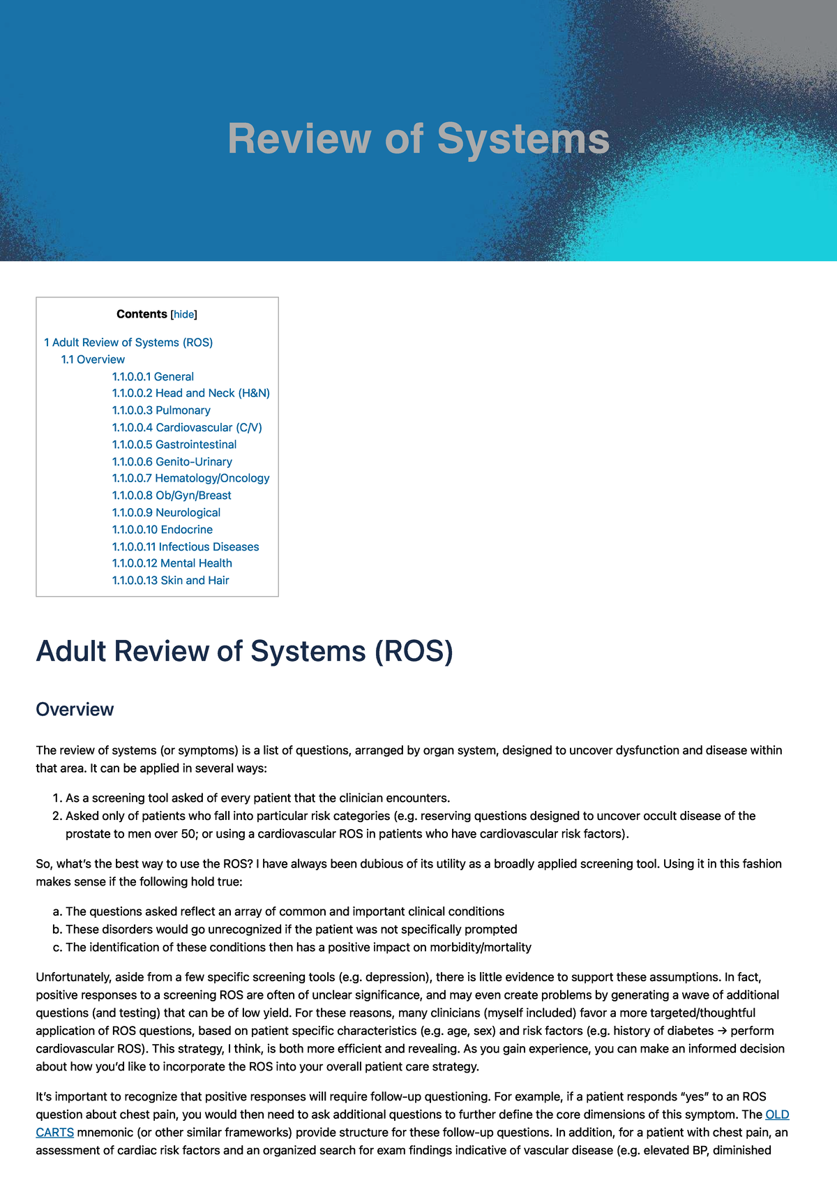 Review of Systems (ROS) – Practical Guide for Clinicians - Studocu