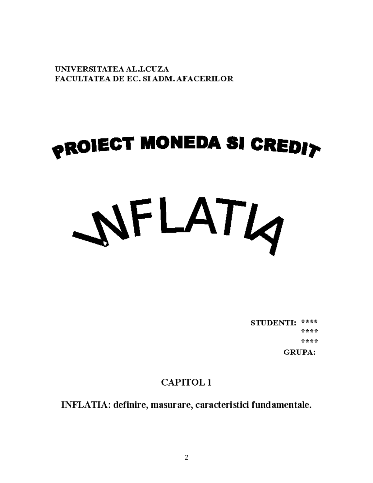 Inflatia - UNIVERSITATEA AL.I FACULTATEA DE EC. SI ADM. AFACERILOR ...