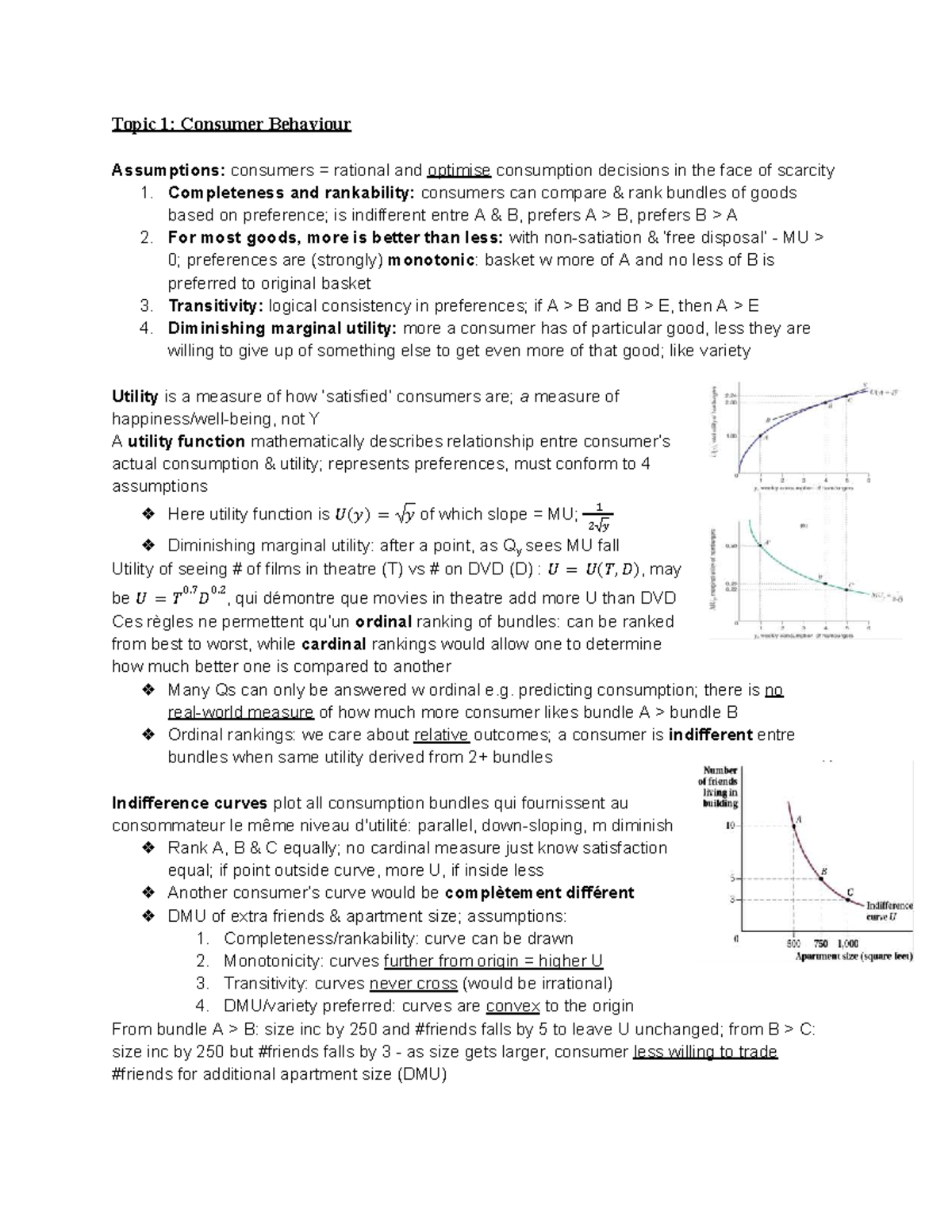 ECON201: Consumer Behavior, Market Demand, and Producer Theory Notes ...