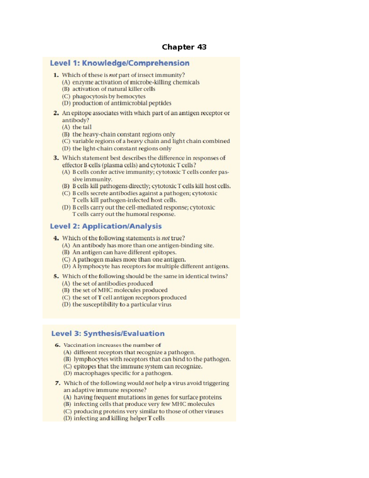 Chapter 43 practice questions - Chapter Based on summary of the book ...