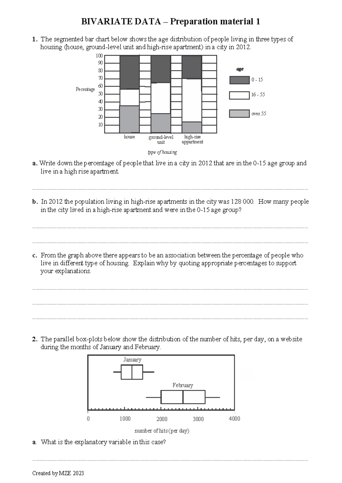 BIVARIATE DATA - Prep Material 1: Age & Housing Distribution Analysis ...