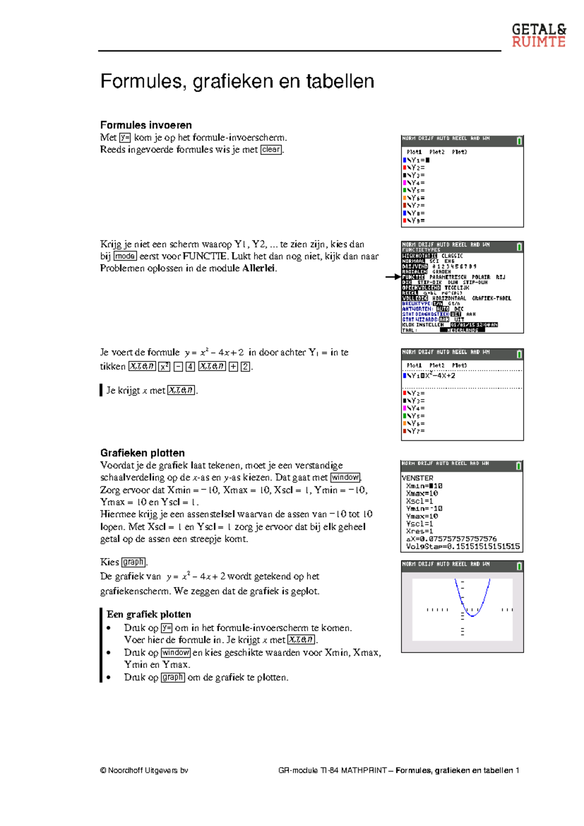 Ti vb Formules, Grafieken en Tabellen - Lesnotities voor Wiskunde ...