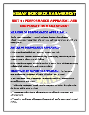 Performance Management - Study Notes & Assignments - Studocu