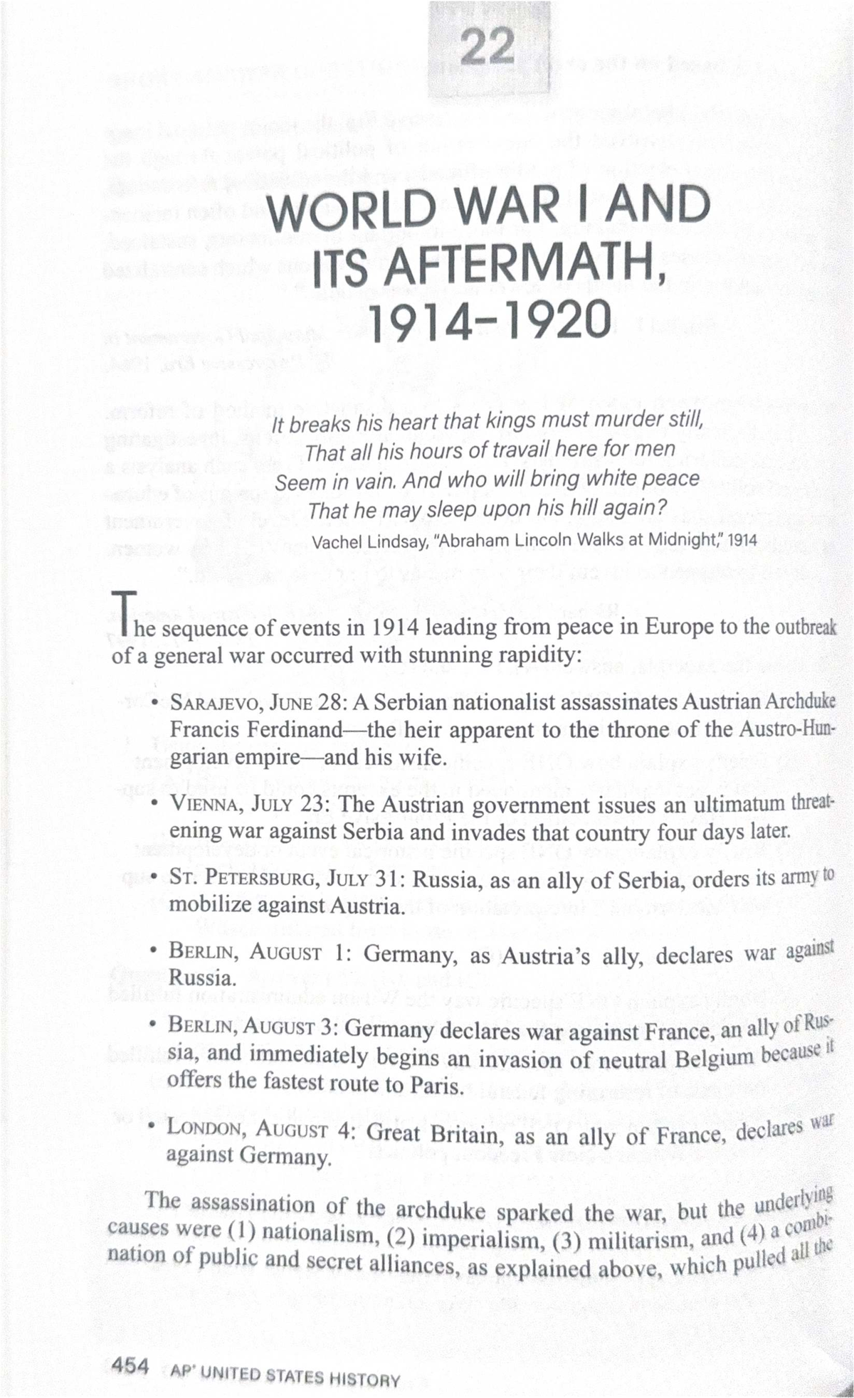 APUSH CH 22: World War I and Its Aftermath - Key Events and Impacts ...