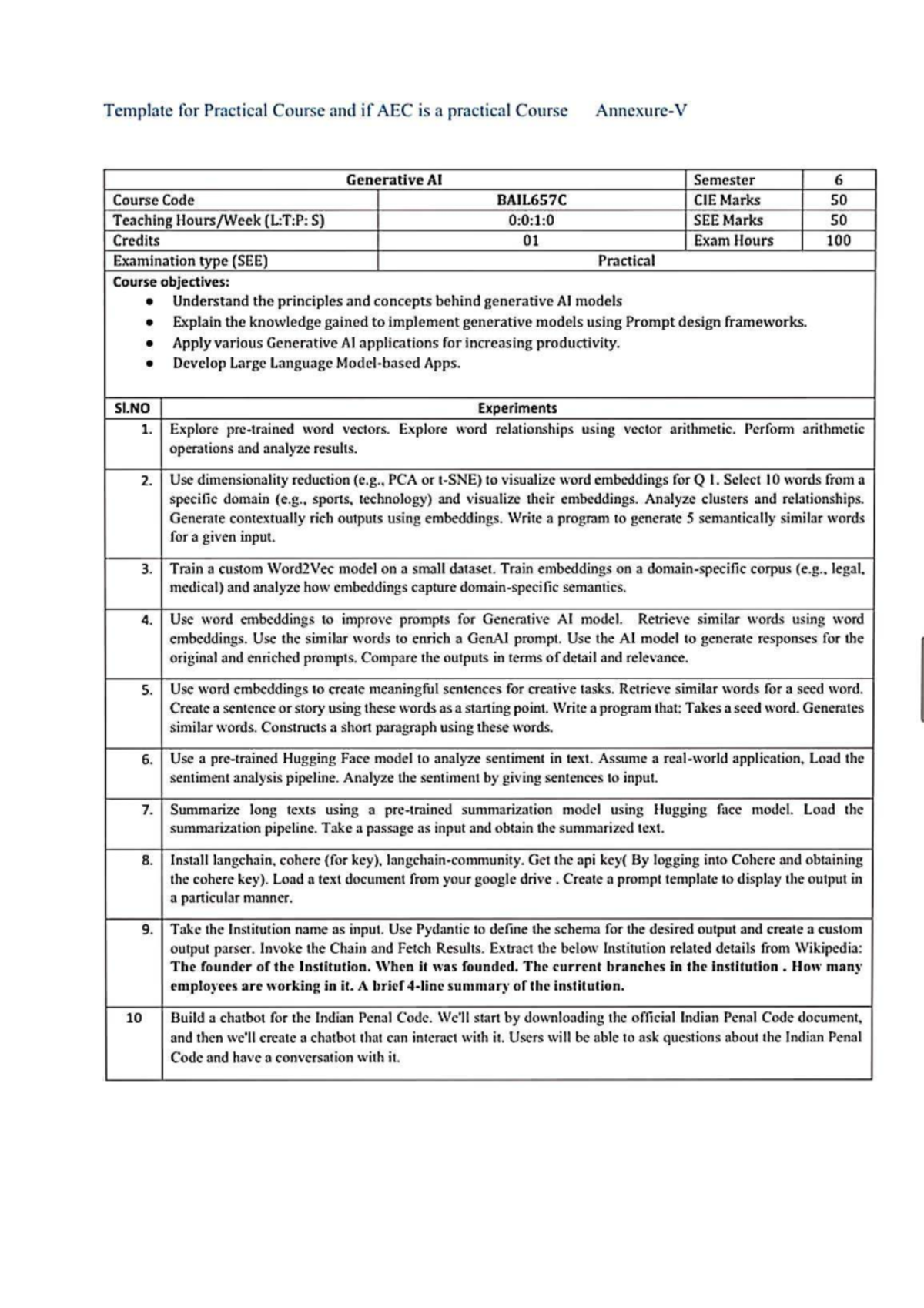 GEN AI Practical Course Template - BAIL657C Semester 6 - Studocu