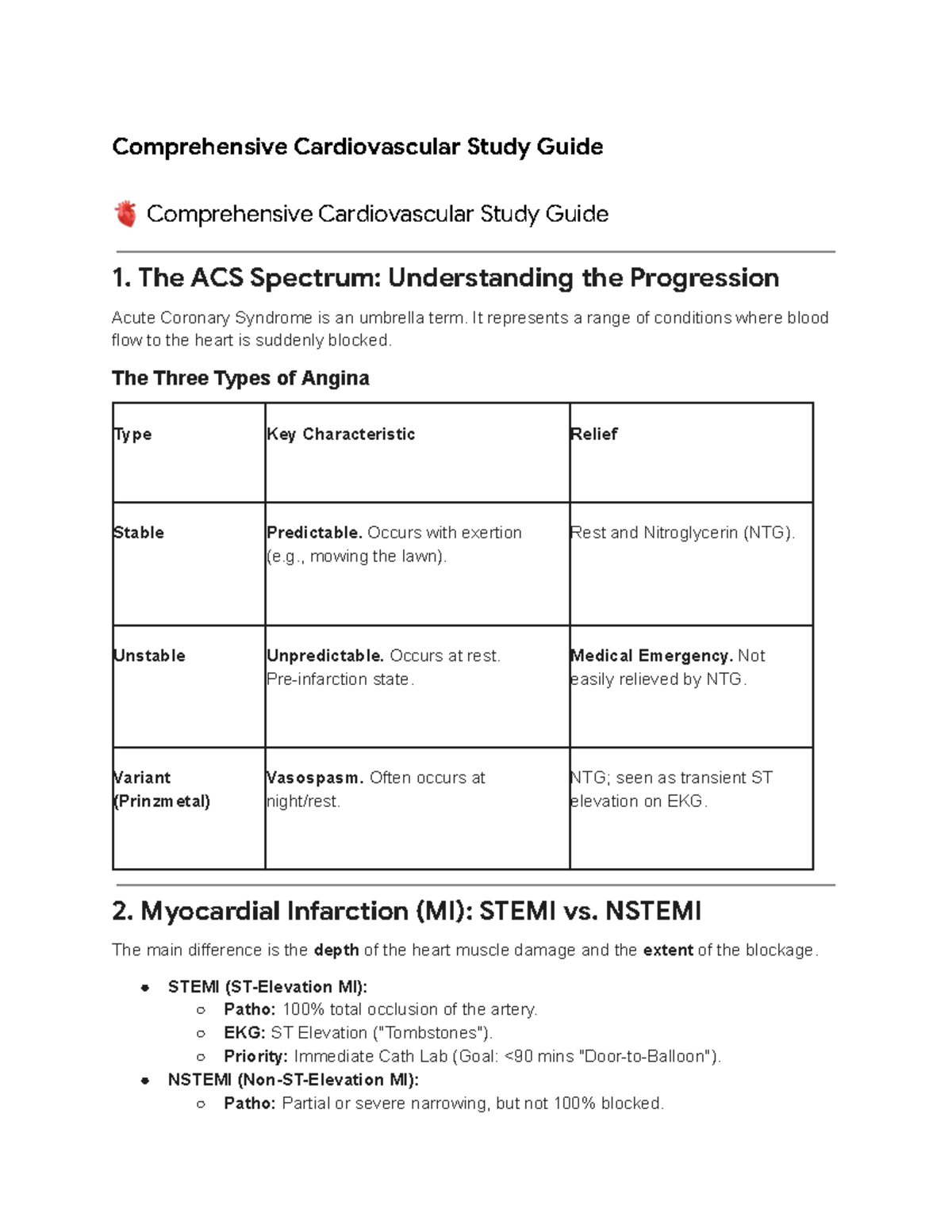 Cardiovascular Study Guide: Key Concepts & Nursing Priorities - Studocu