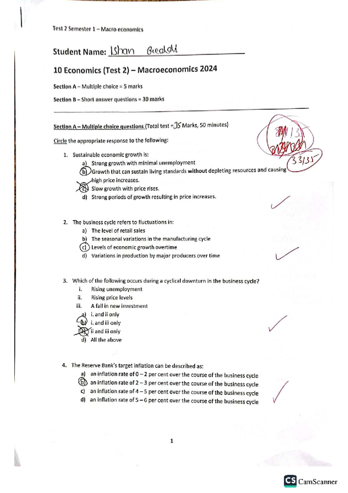Test 2 (M 10) Macroeconomics: Key Concepts & Questions - Studocu