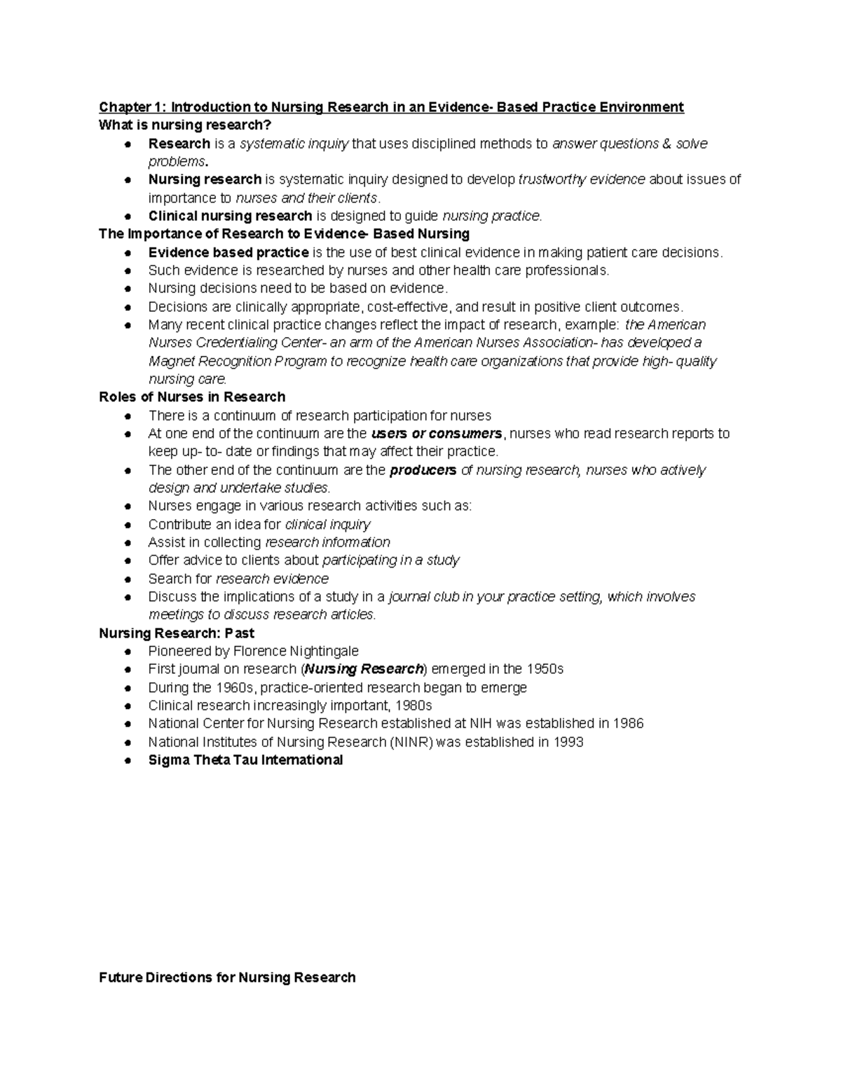NR 400 Research Exam 1: Key Concepts in Nursing Research Studies - Studocu